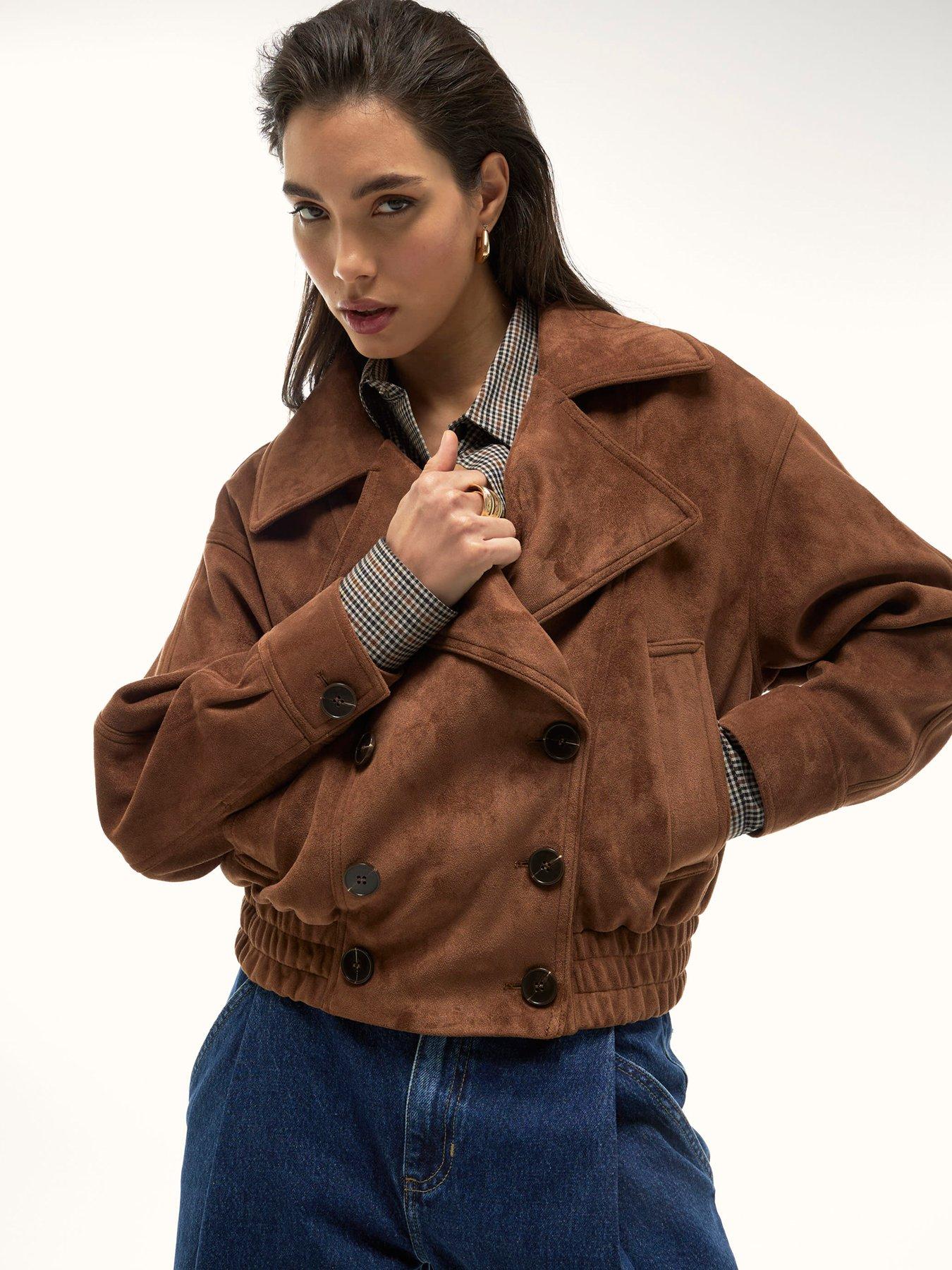Image 3 of 6 of River Island Suedette Dropped Bomber