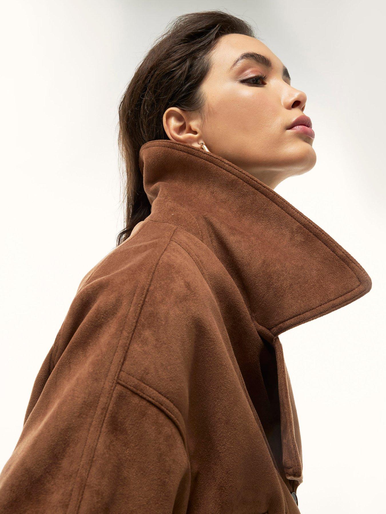 Image 4 of 6 of River Island Suedette Dropped Bomber