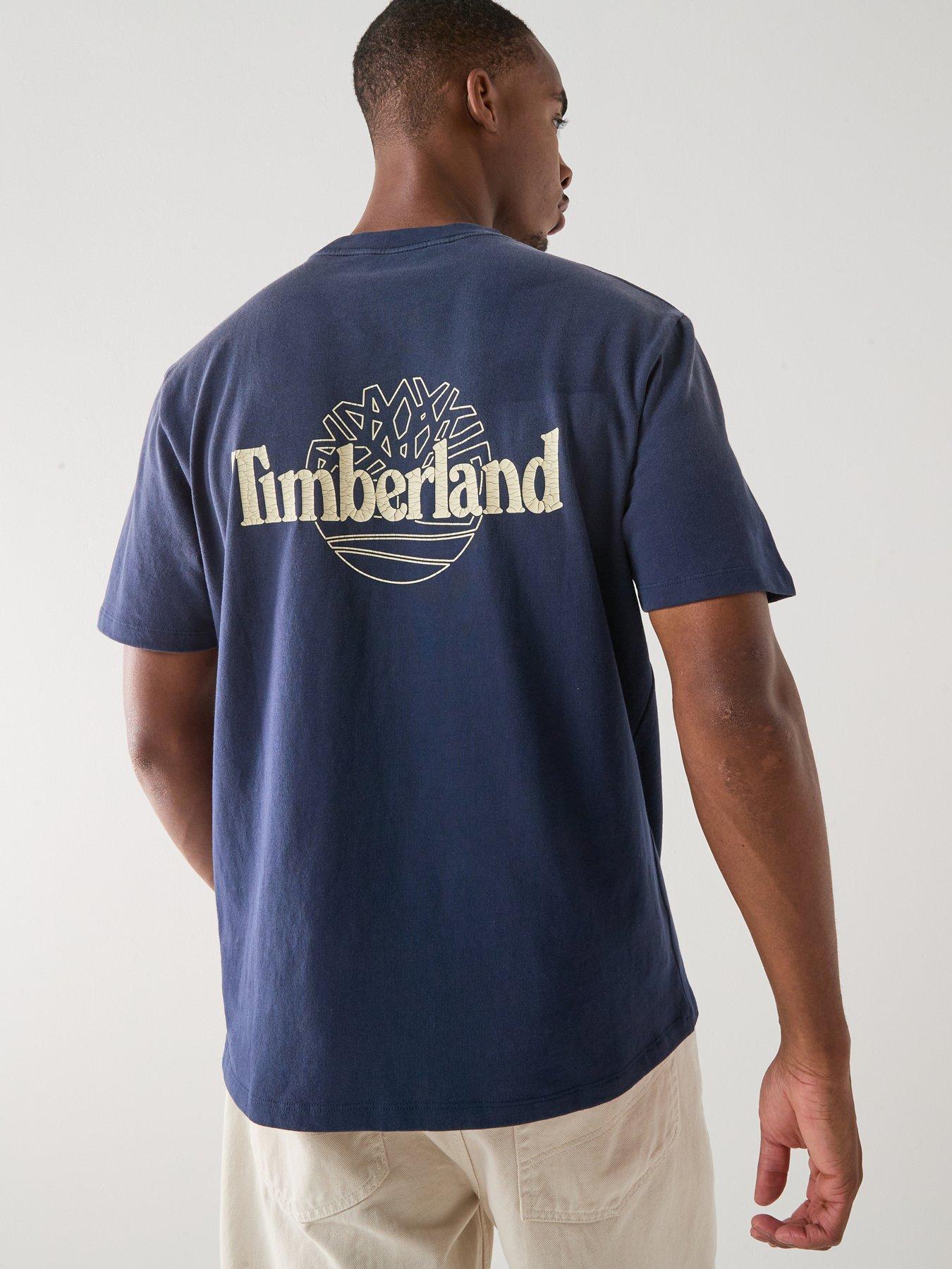 Timberland Sunfaded Back Tree Logo T-shirt, Navy, Size L, Men