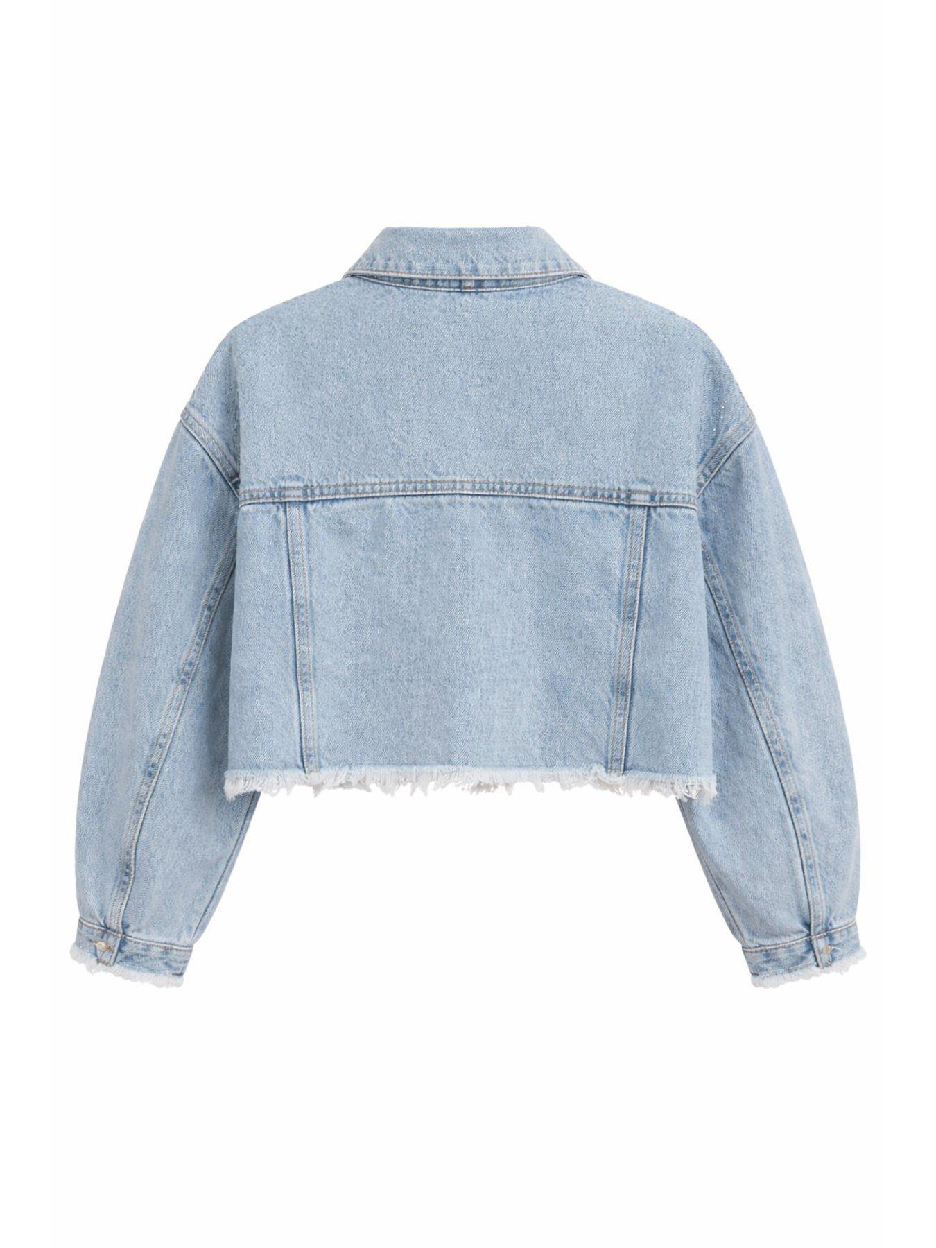 Image 3 of 4 of Sorena Crystal Denim Jacket - Blue