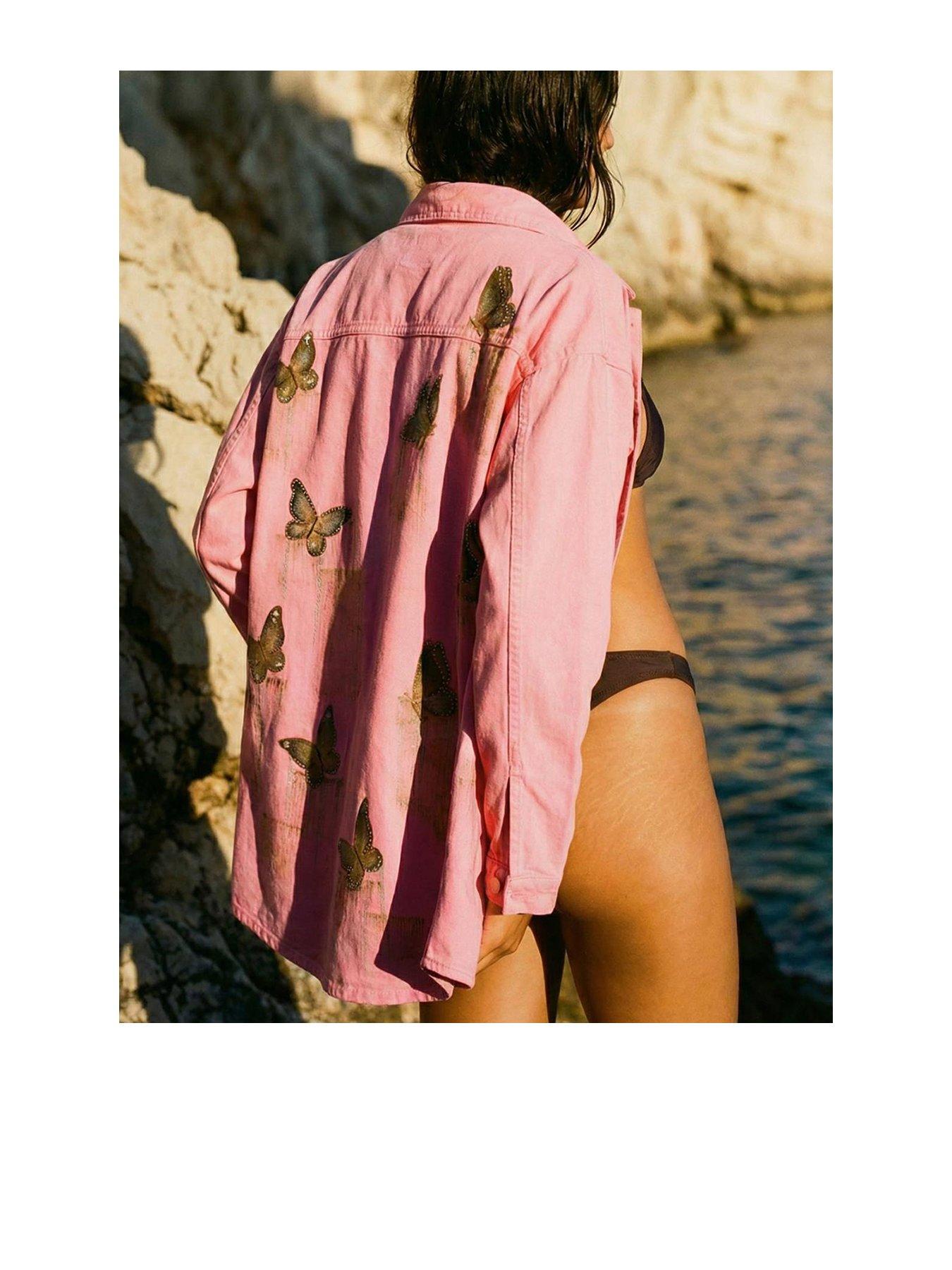 Sorena Long Line Butterfly Denim Jacket