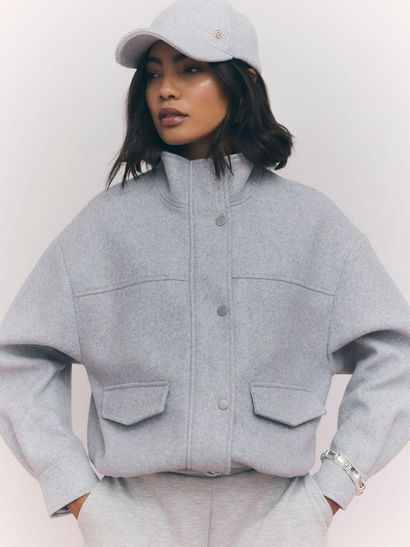 River Island Funnel Neck Bomber Jacket - Grey