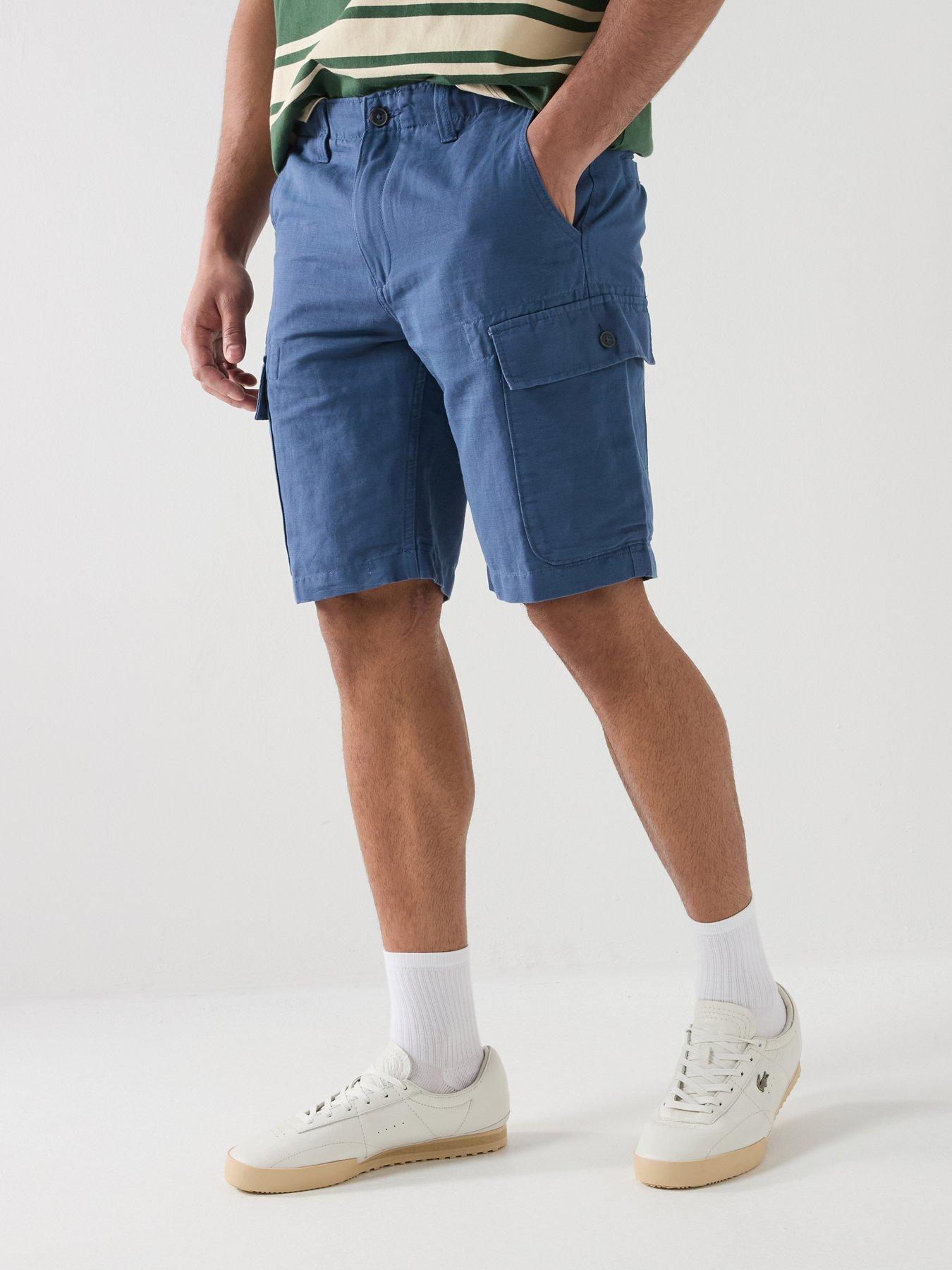 Image 1 of 4 of Timberland Cotton Linen Cargo Shorts - Dark Blue