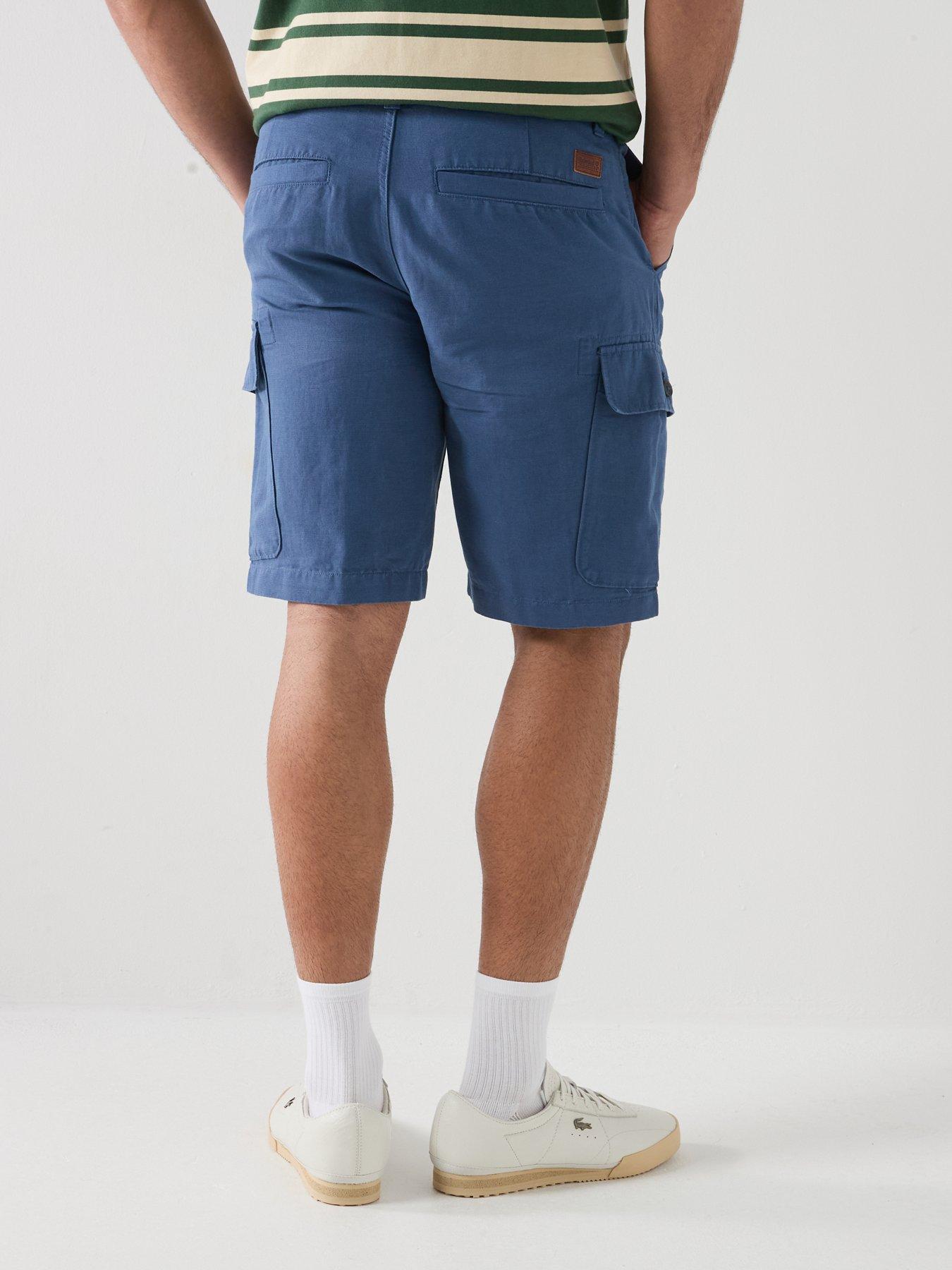 Image 2 of 4 of Timberland Cotton Linen Cargo Shorts - Dark Blue