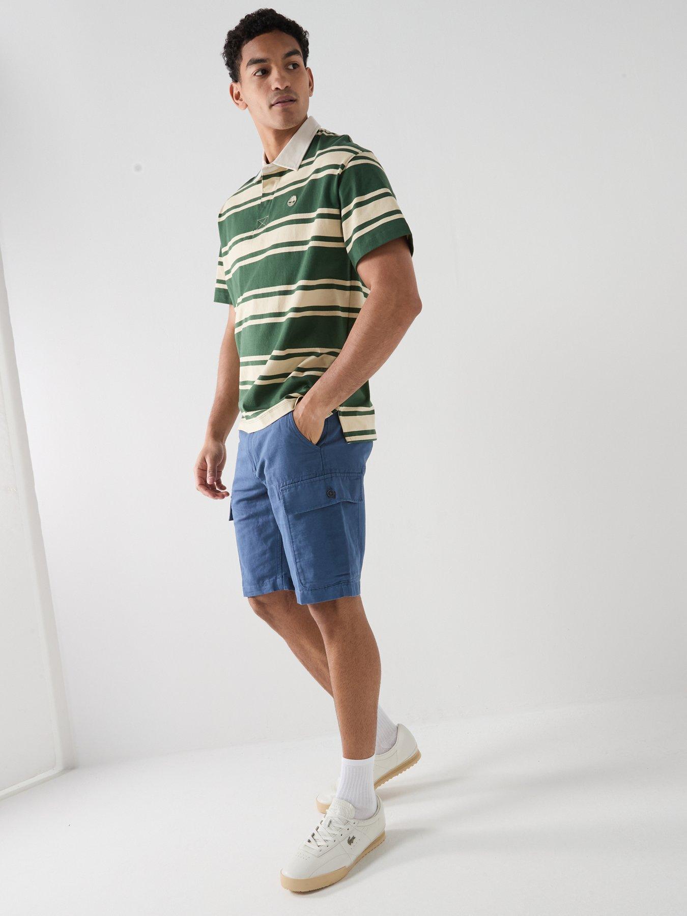 Image 3 of 4 of Timberland Cotton Linen Cargo Shorts - Dark Blue