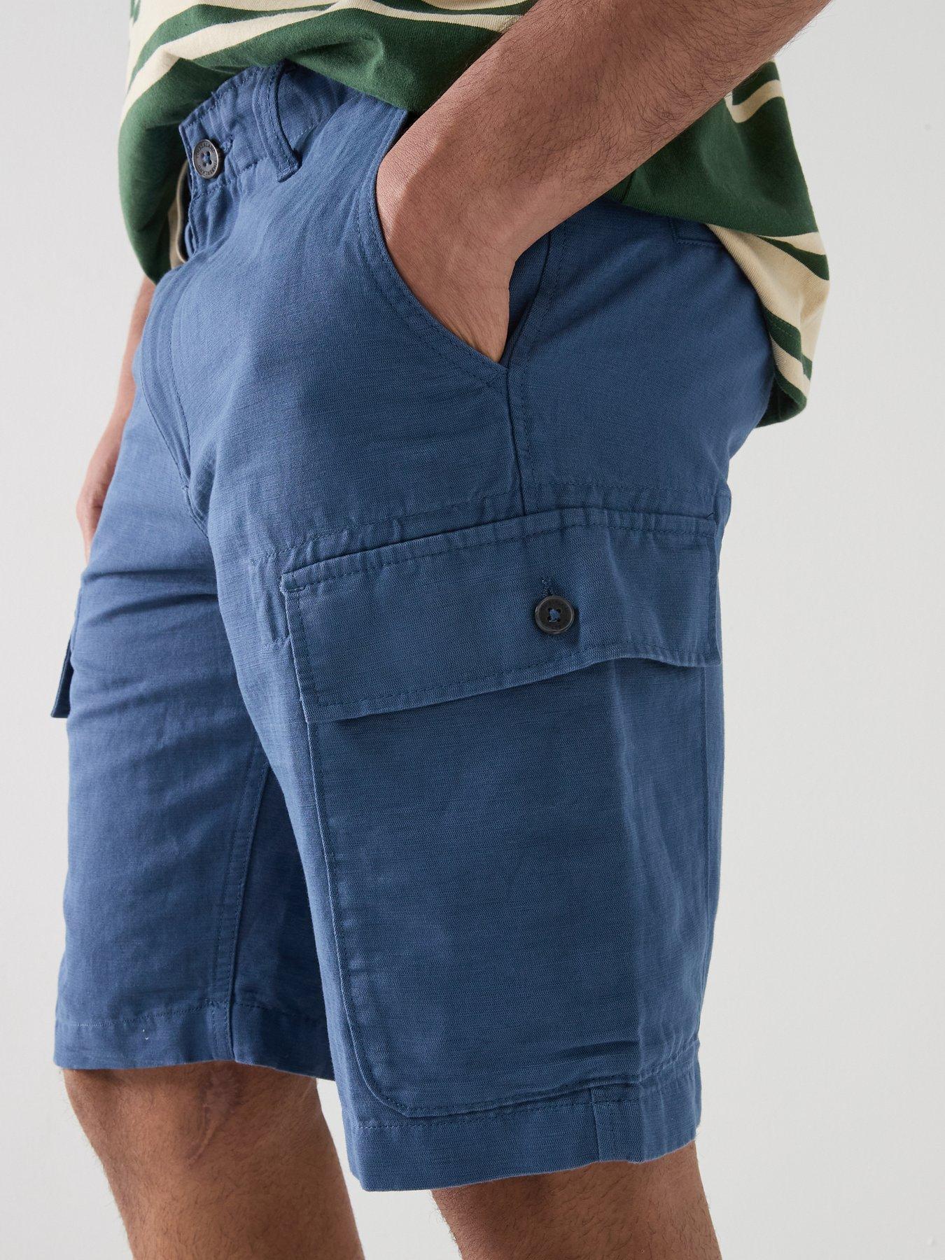 Image 4 of 4 of Timberland Cotton Linen Cargo Shorts - Dark Blue