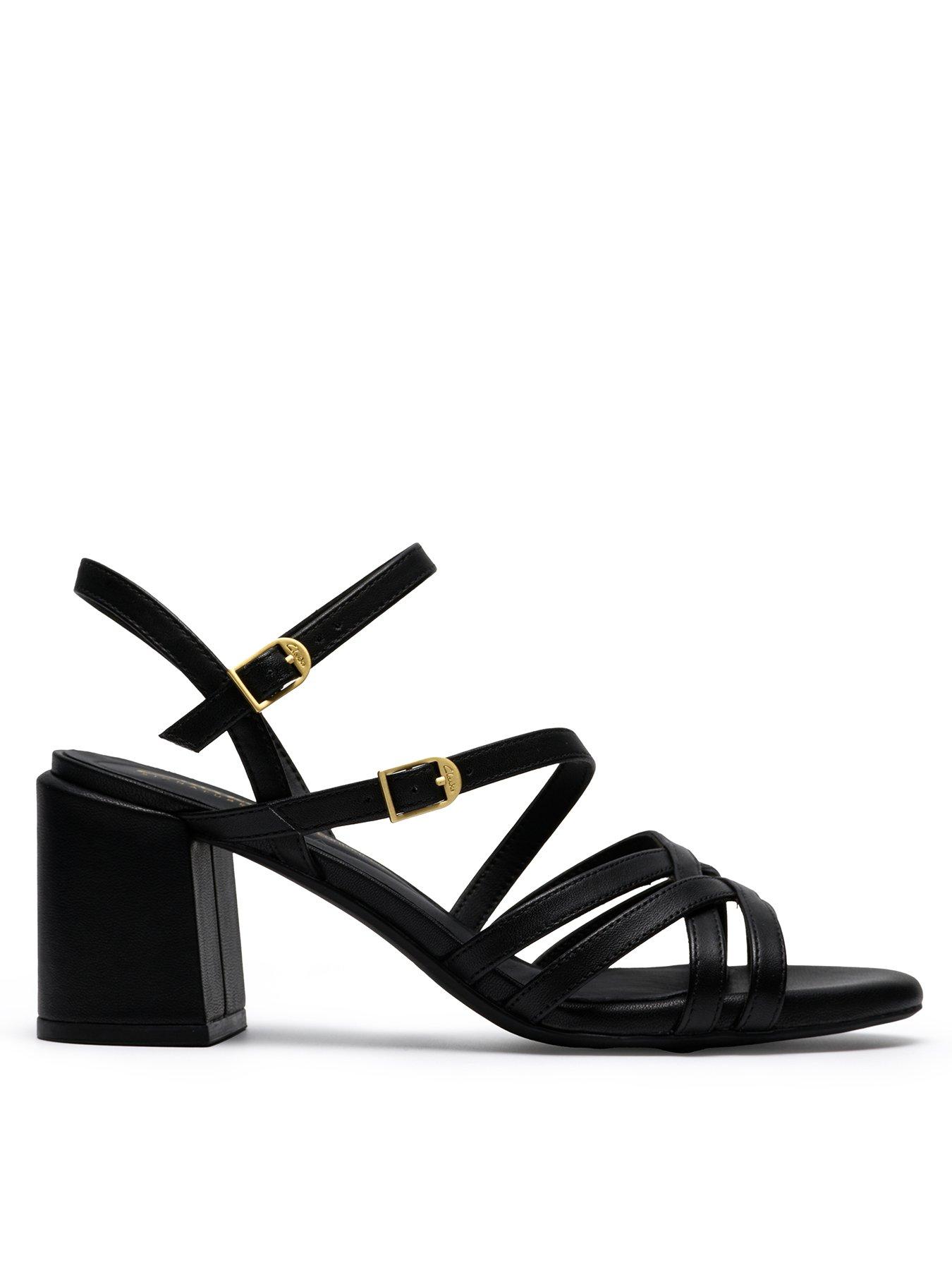 Clarks Ezoria Strap Sandals - Black Leather