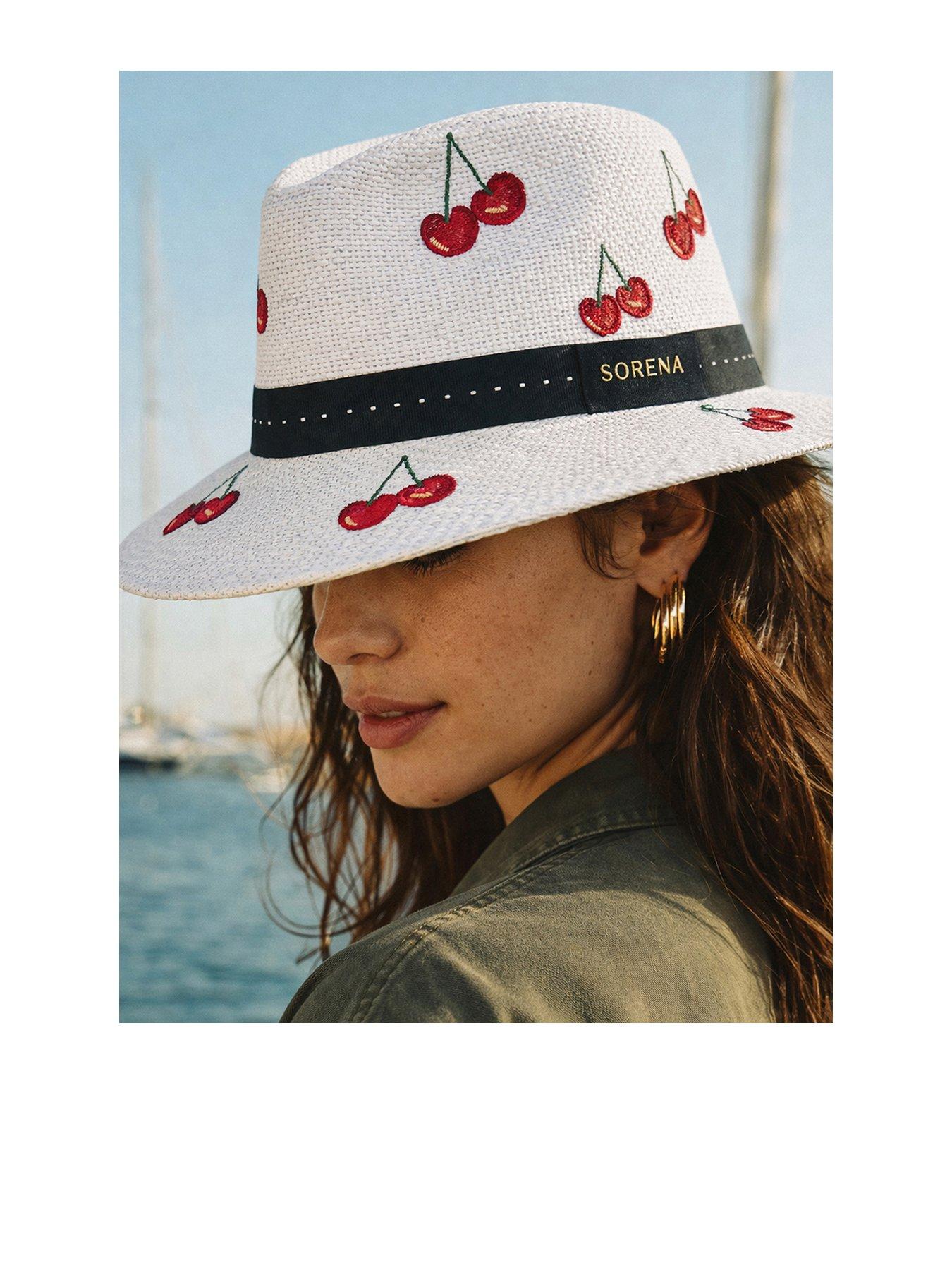Sorena Cherry Print Hat - Beige