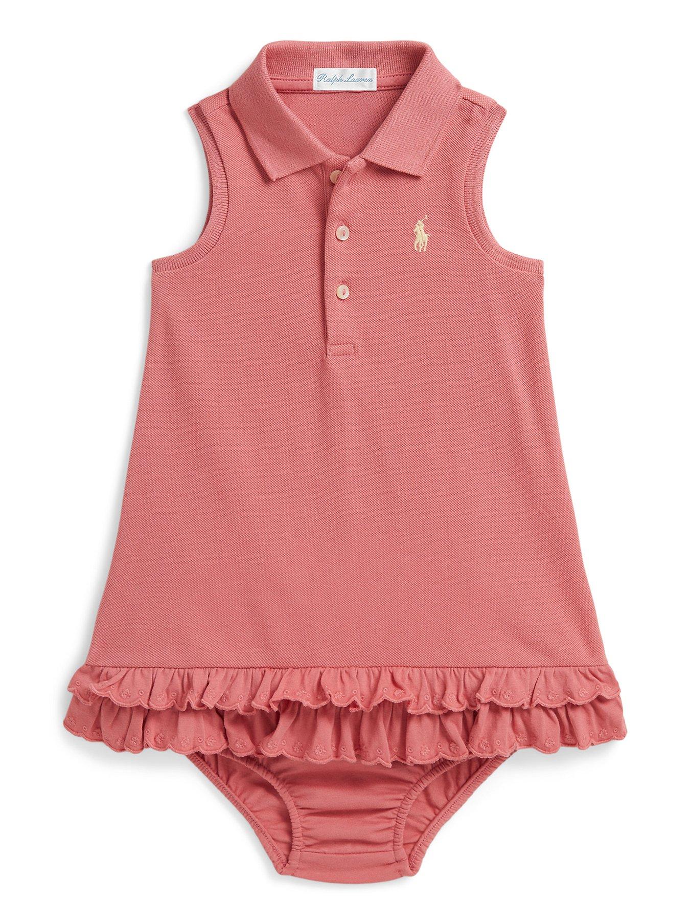 Polo Ralph Lauren Baby Girls Frill Hem Dress - Pink