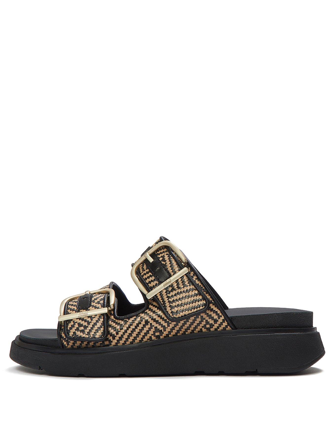 Image 2 of 5 of FitFlop Gen-ff Buckle Graphic Weave Two-bar Slides - Black