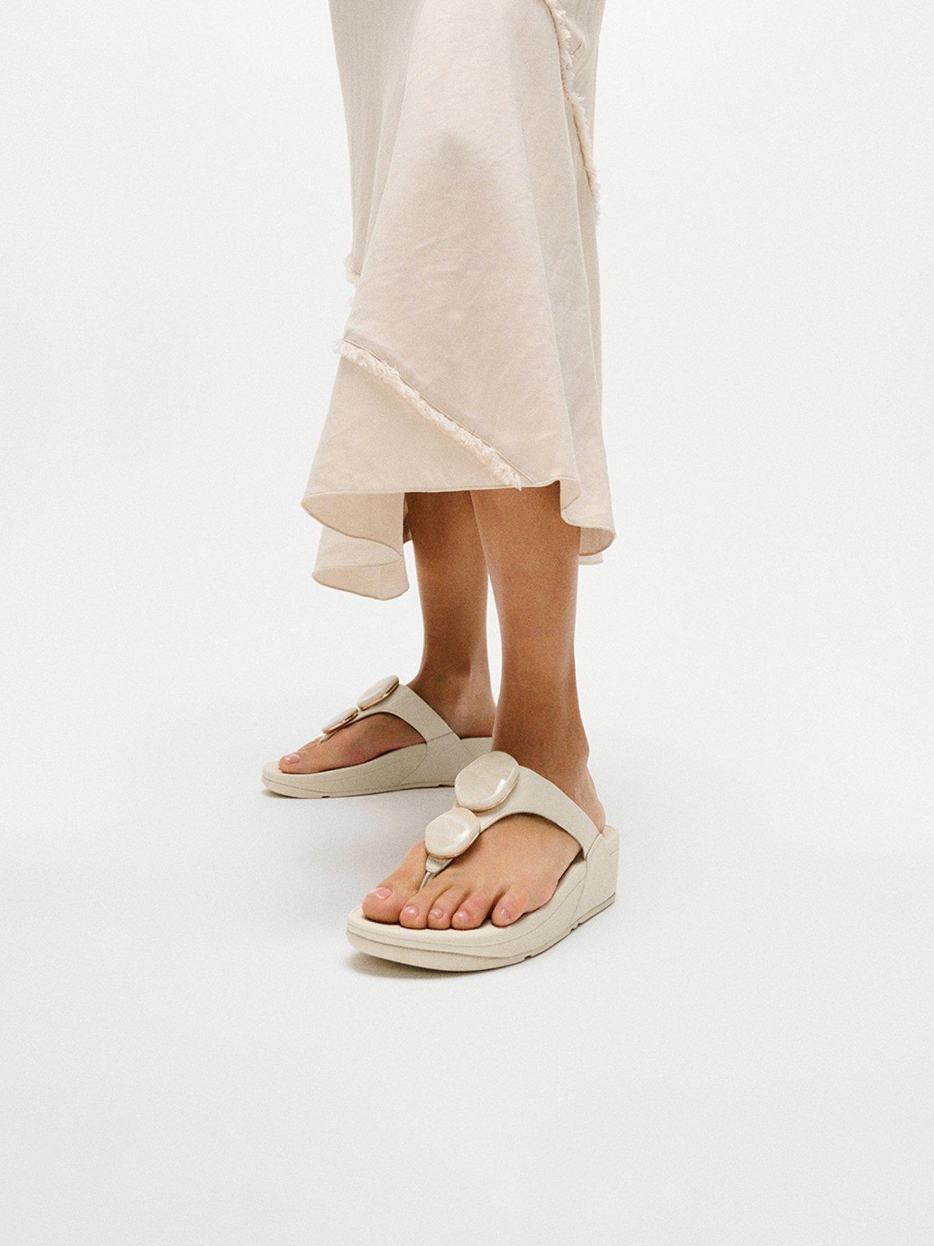 Fitflop Lulu Marbled Stone Toe-Post Sandals - Paris Beige