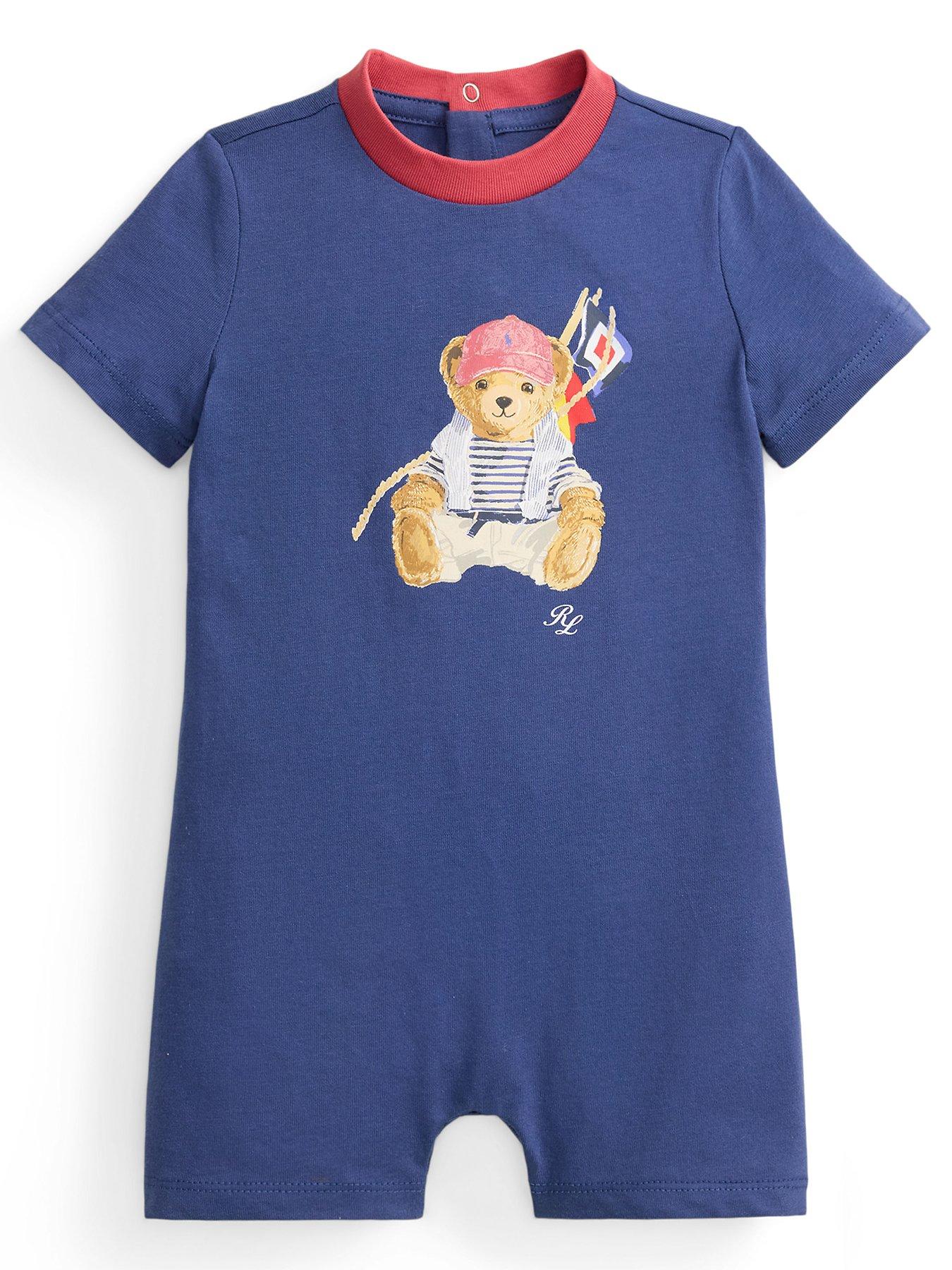 Polo Ralph Lauren Baby Boys Bear Short Sleeve Romper, Navy, Size 9 Months