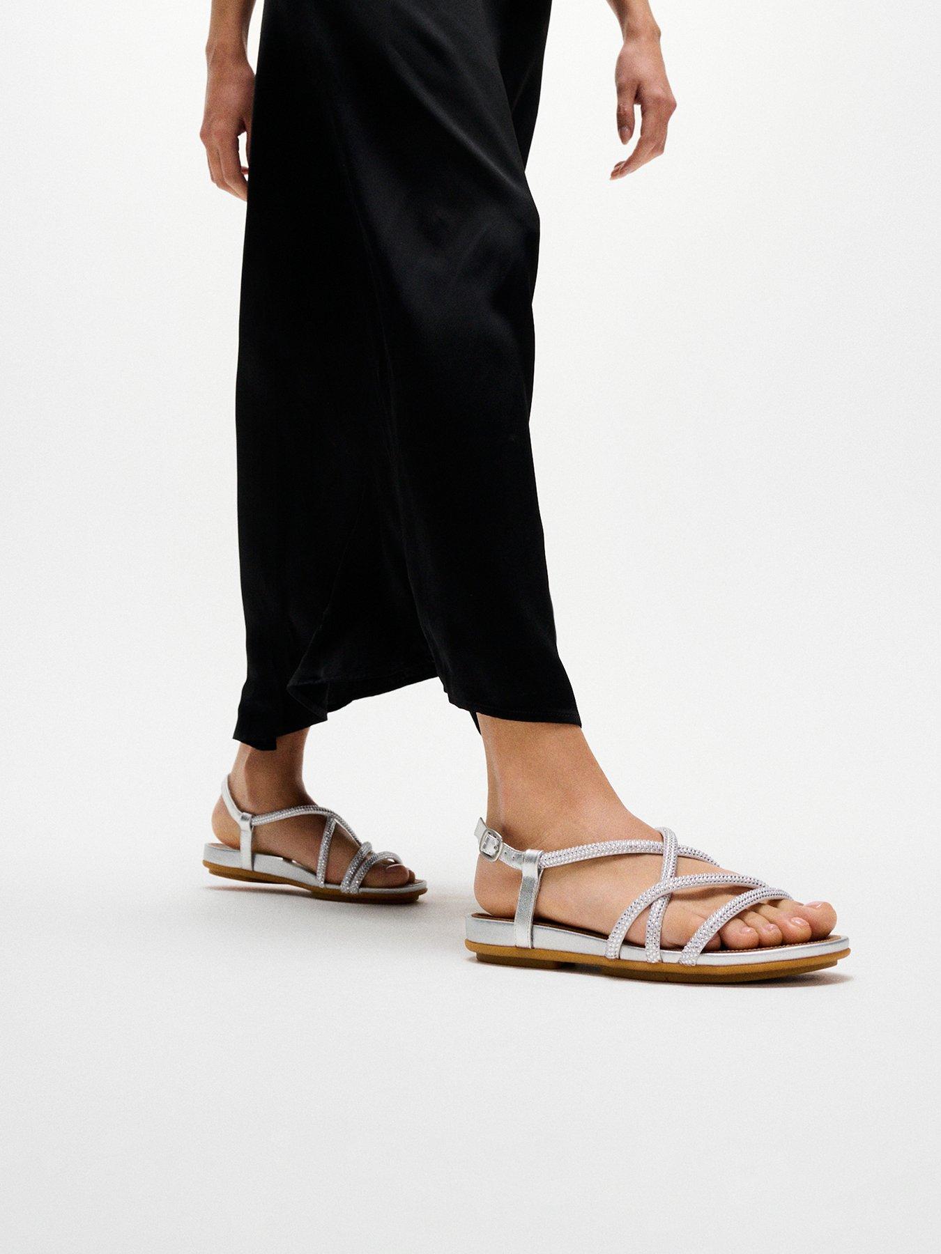 FitFlop Gracie Crystal Strappy Back Strap Sandals - Silver