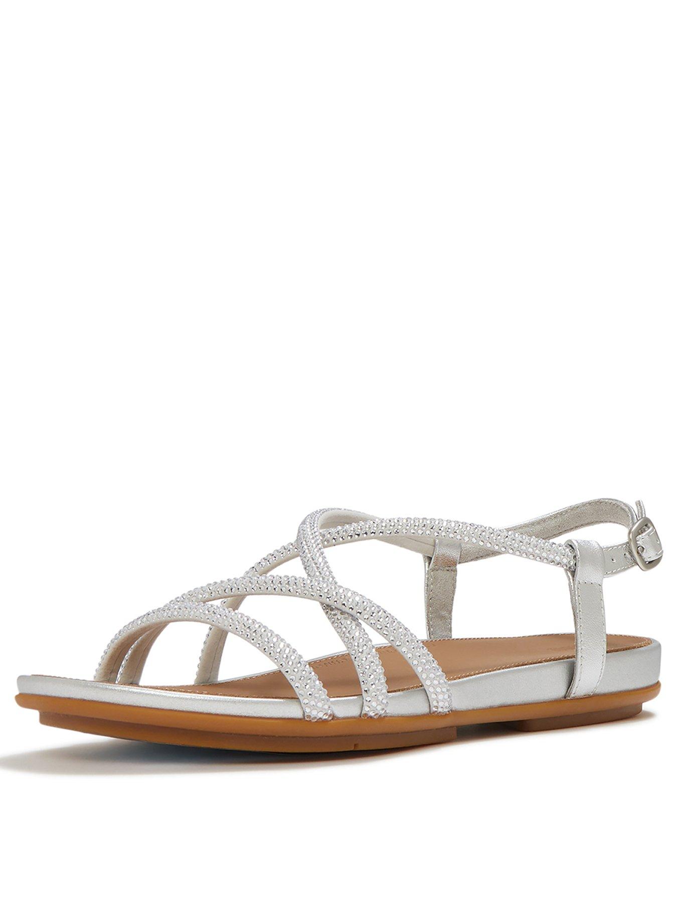 Image 3 of 7 of FitFlop Gracie Crystal Strappy Back Strap Sandals - Silver