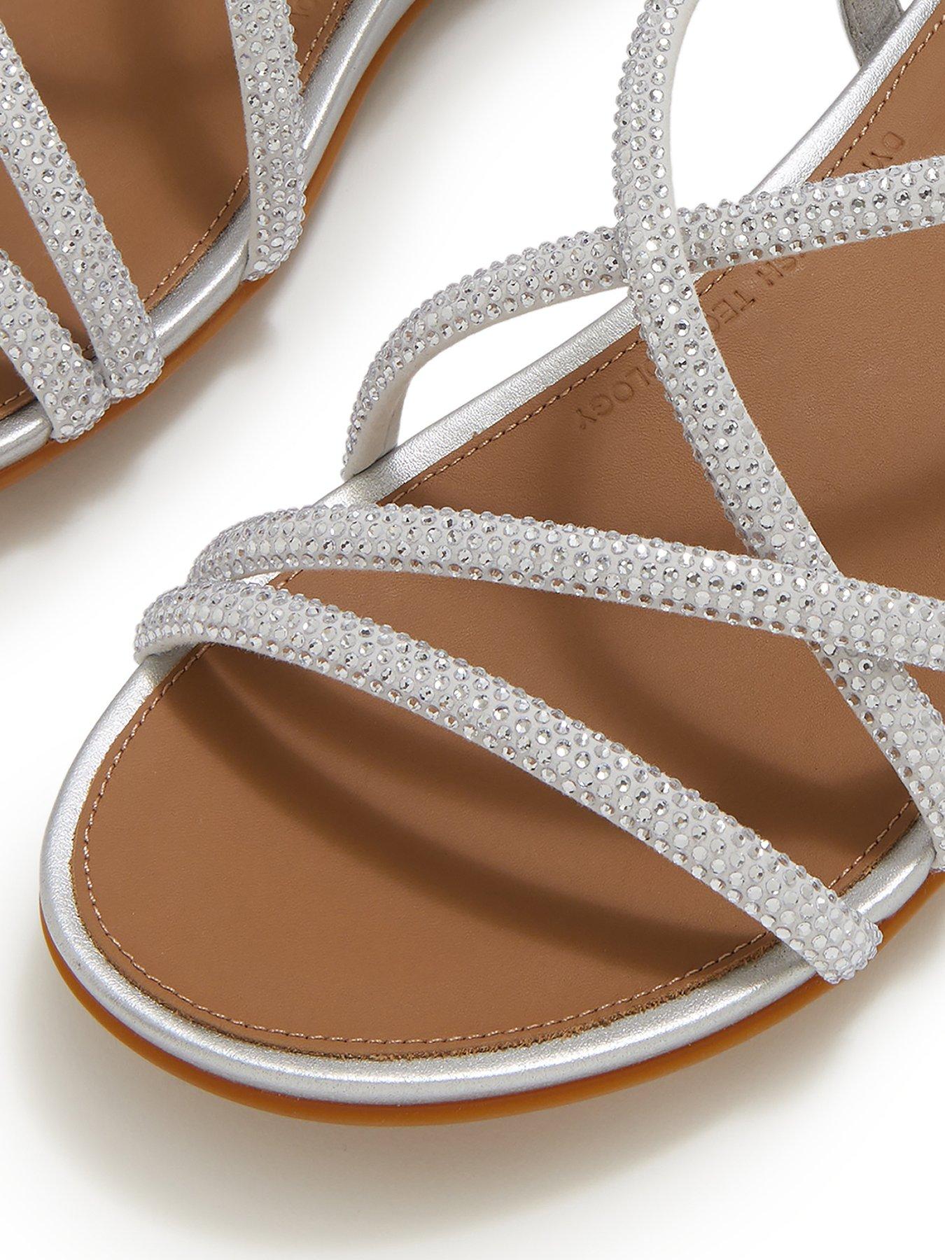 Image 4 of 7 of FitFlop Gracie Crystal Strappy Back Strap Sandals - Silver