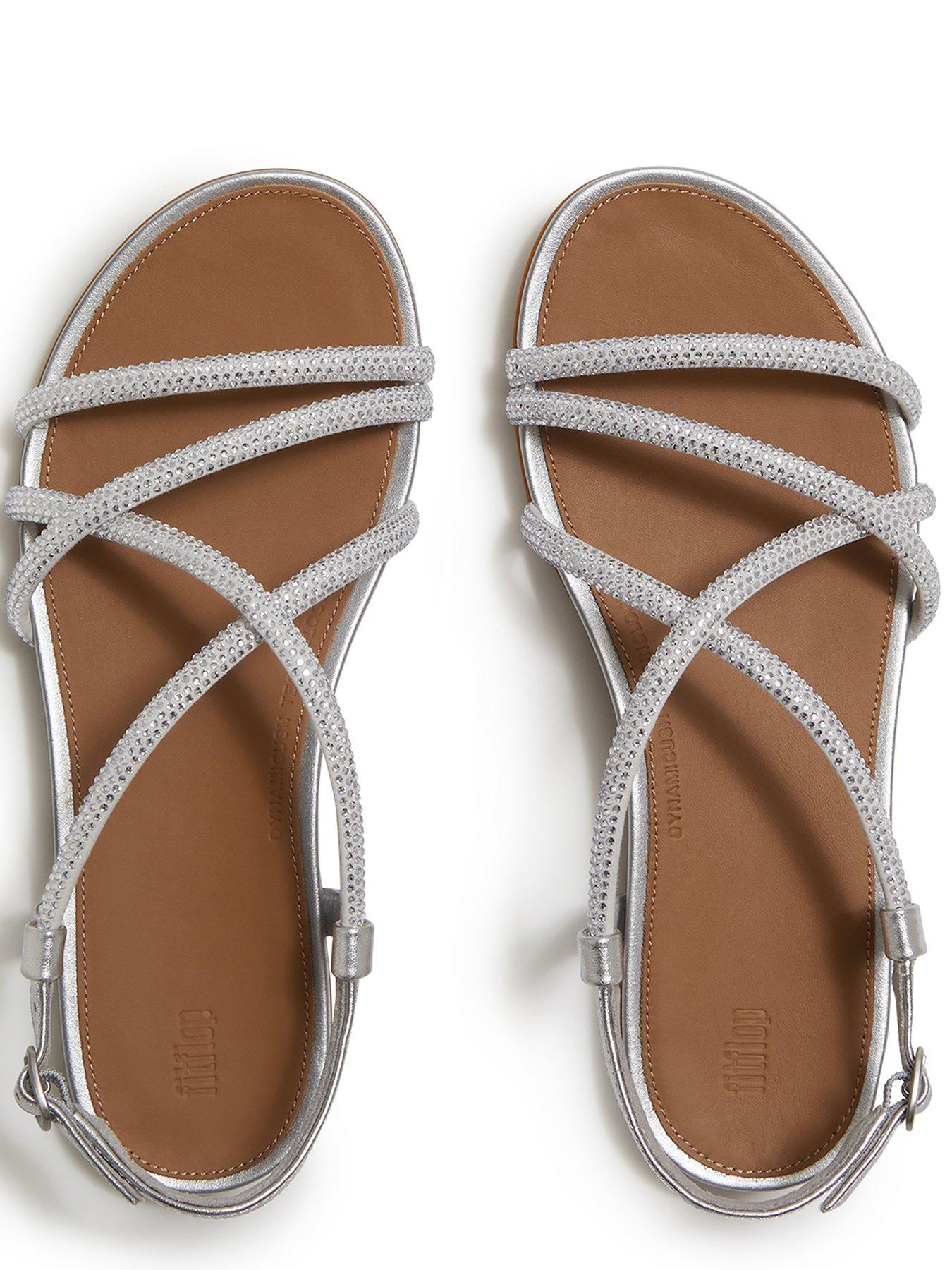 Image 5 of 7 of FitFlop Gracie Crystal Strappy Back Strap Sandals - Silver
