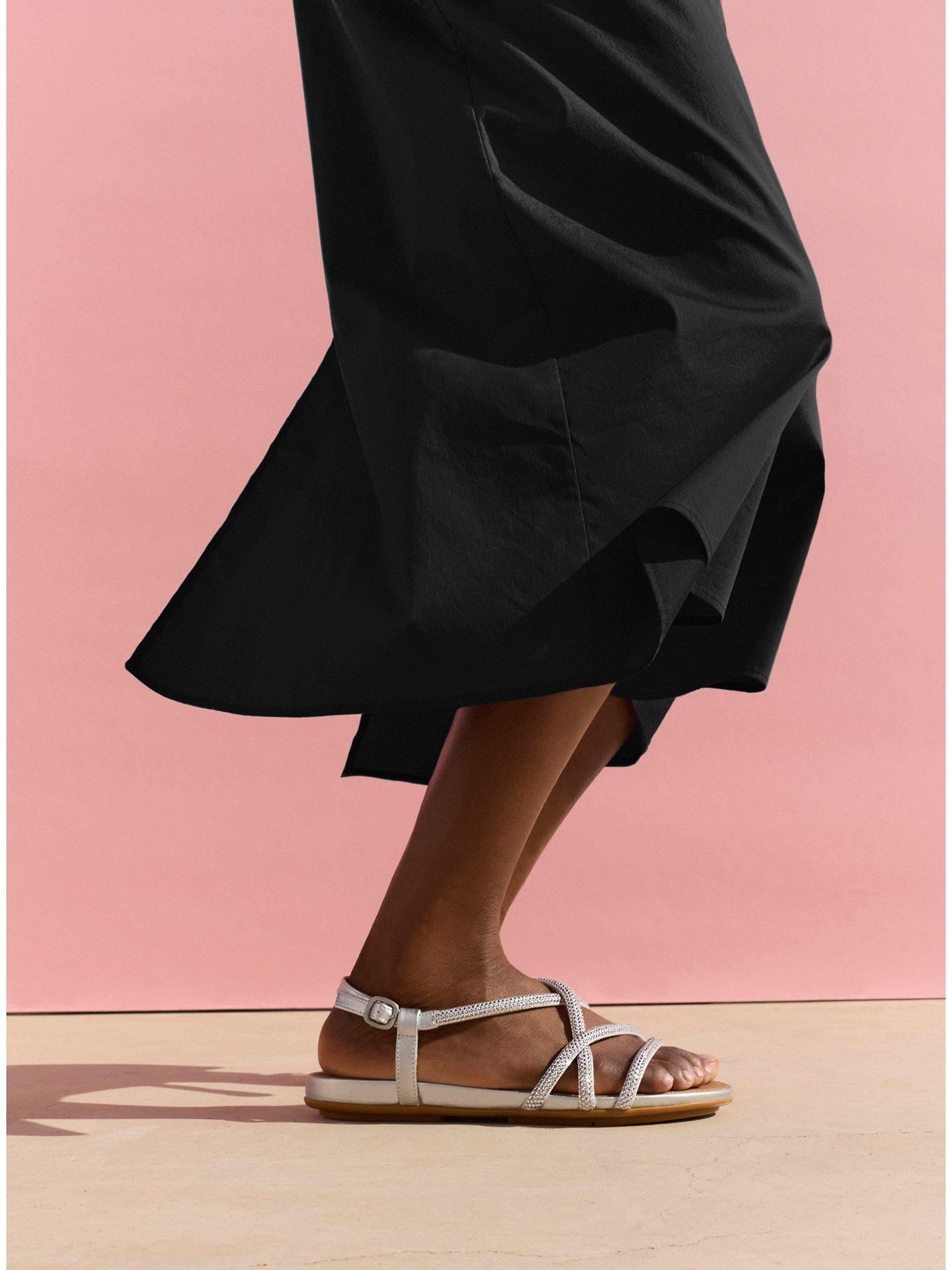 Image 6 of 7 of FitFlop Gracie Crystal Strappy Back Strap Sandals - Silver