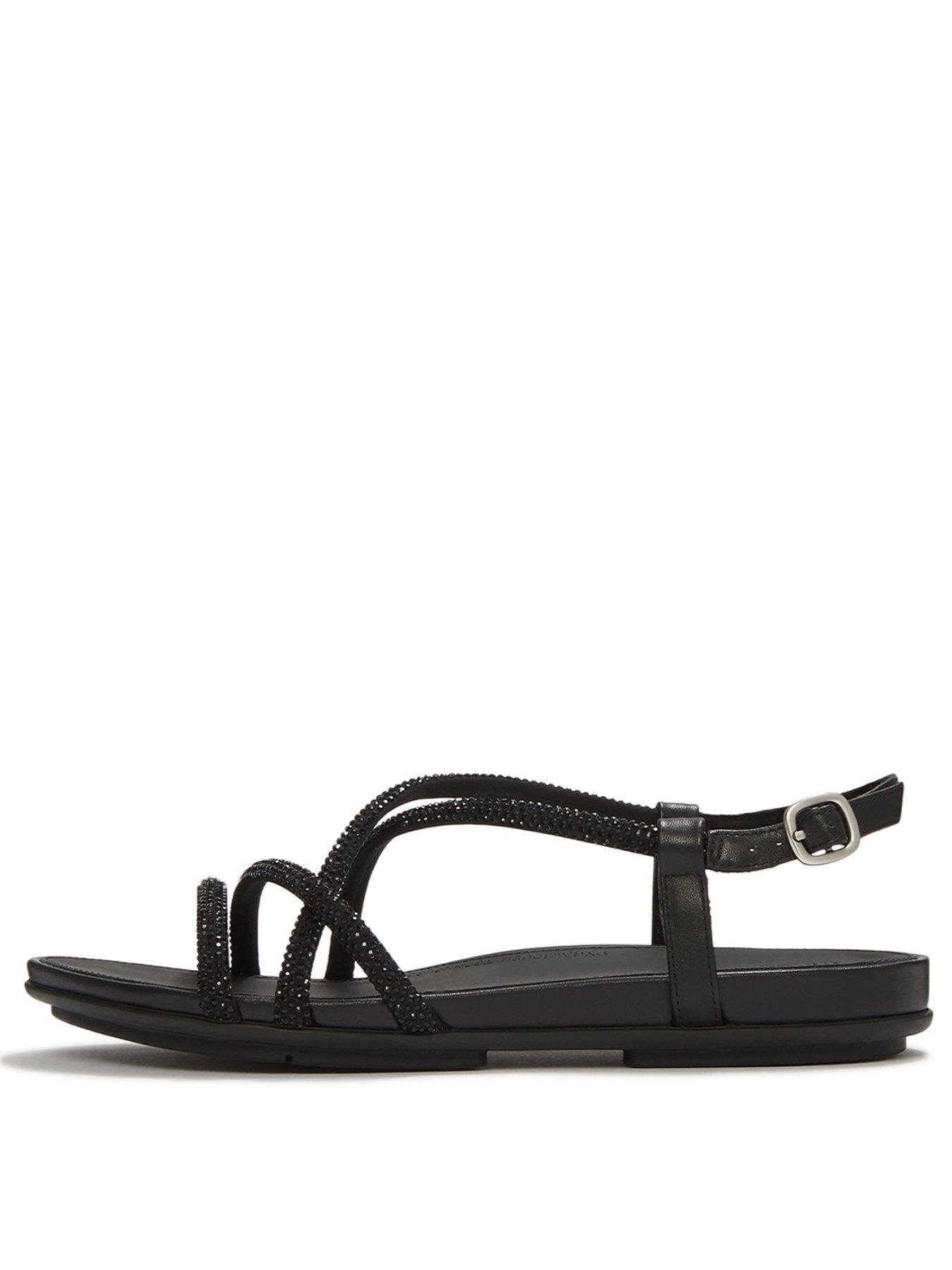Image 2 of 5 of FitFlop Gracie Crystal Strappy Back Strap Sandals - Black