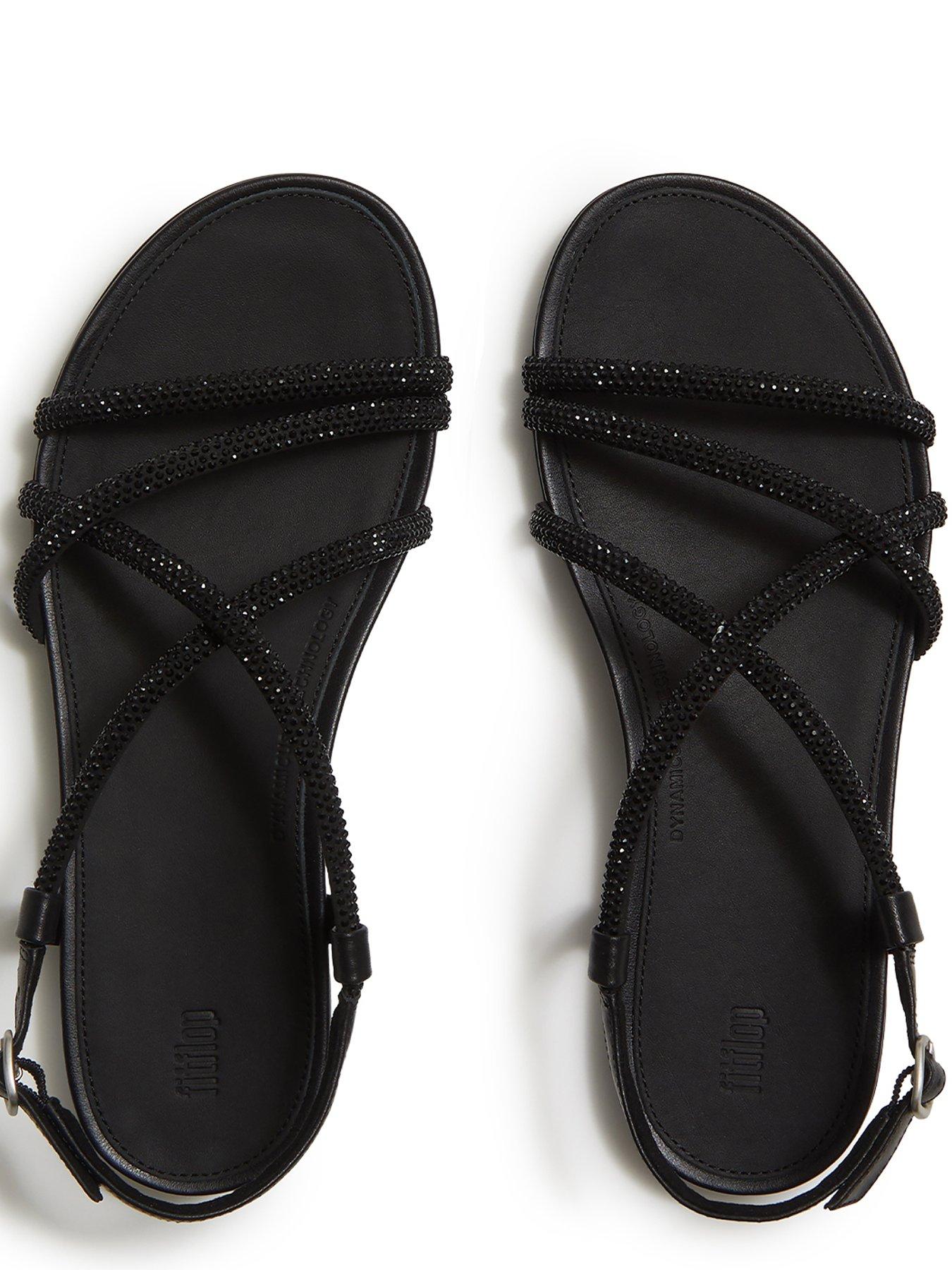 Image 4 of 5 of FitFlop Gracie Crystal Strappy Back Strap Sandals - Black