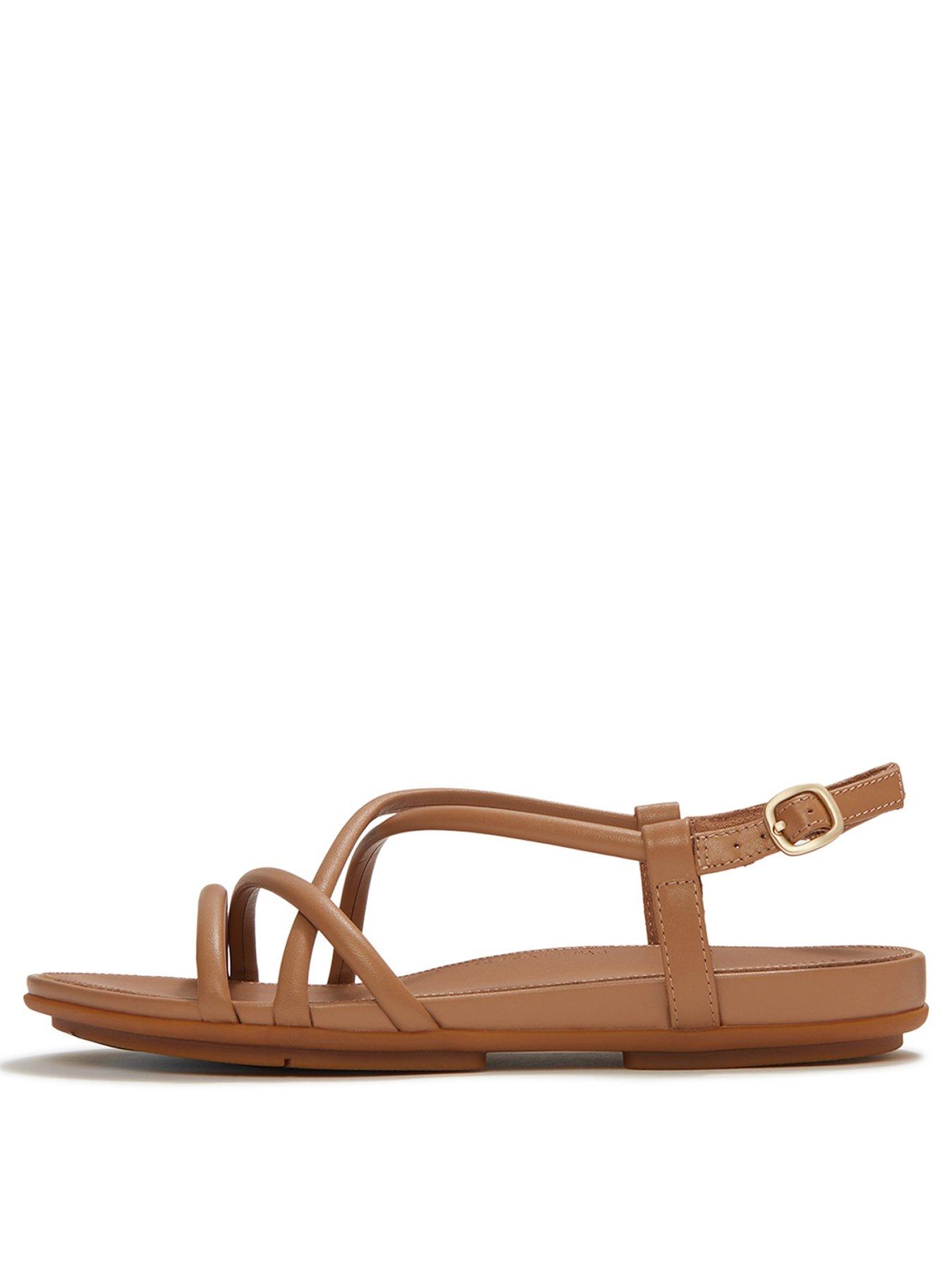 Image 2 of 5 of FitFlop Gracie Leather Strappy Back Strap Sandals - Classic Tan