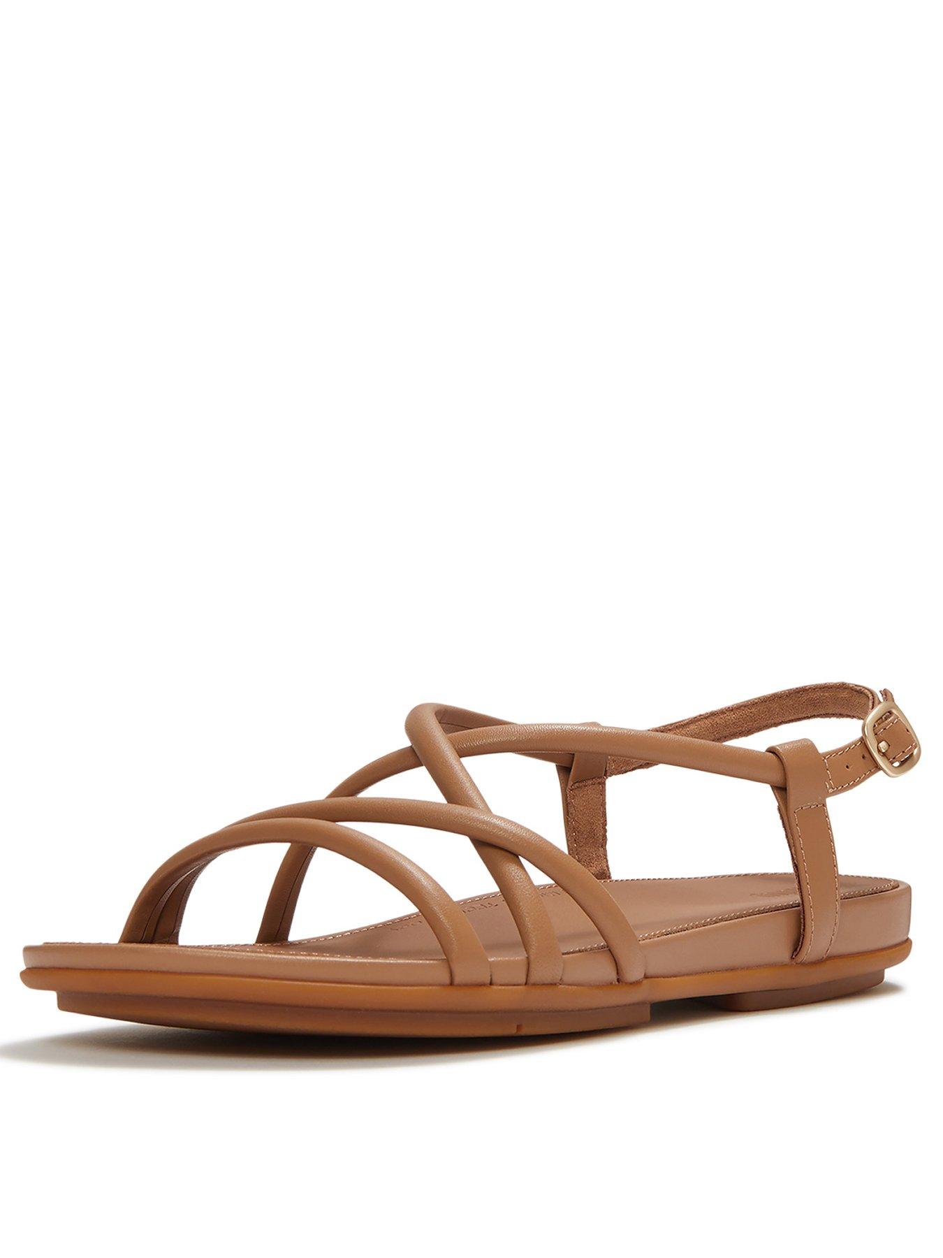 Image 3 of 5 of FitFlop Gracie Leather Strappy Back Strap Sandals - Classic Tan