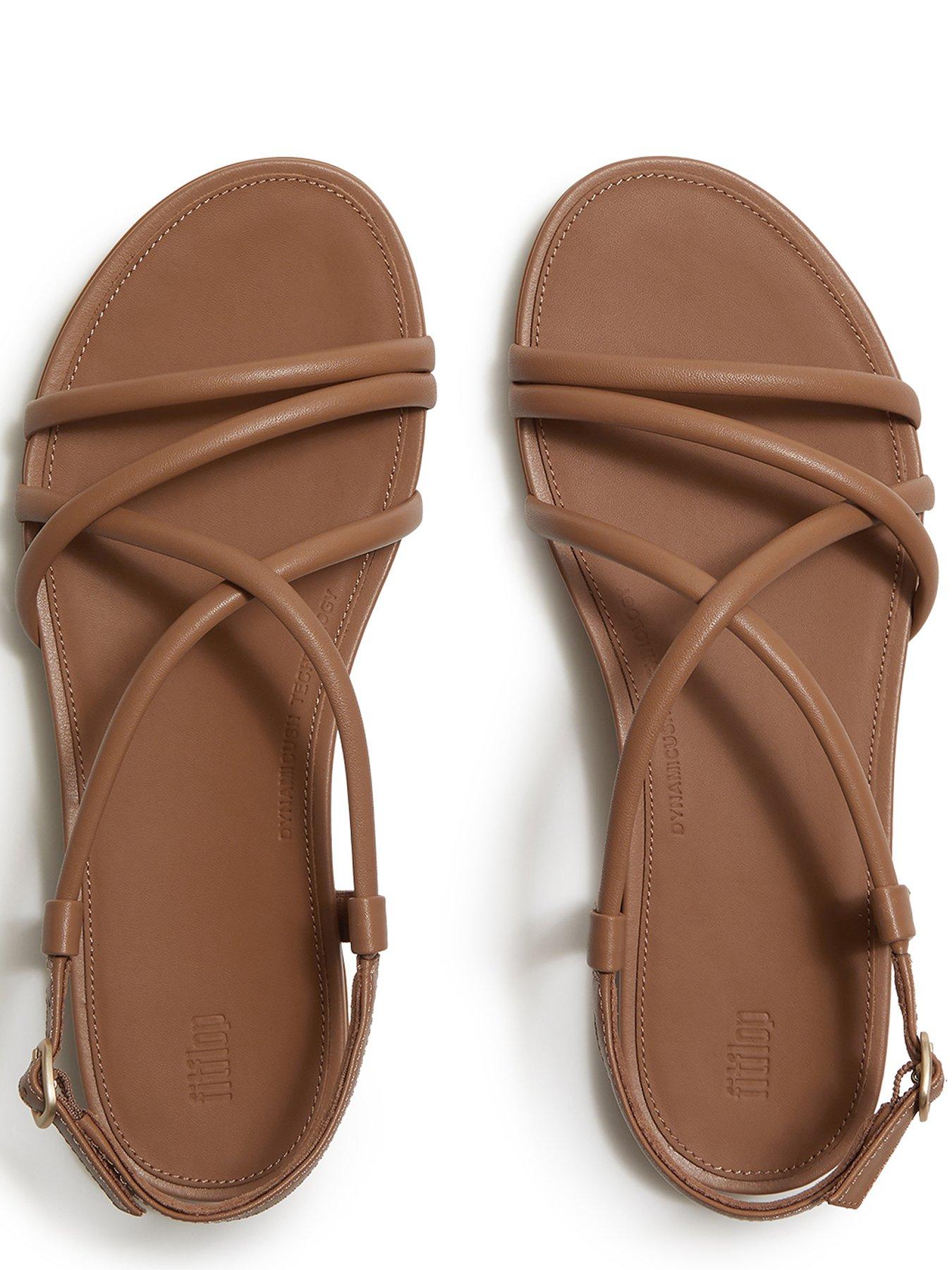 Image 4 of 5 of FitFlop Gracie Leather Strappy Back Strap Sandals - Classic Tan