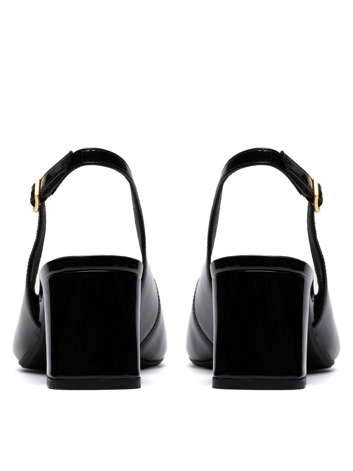 Image 3 of 6 of Clarks Fernie Block Heel Sling Back Leather Court - Black