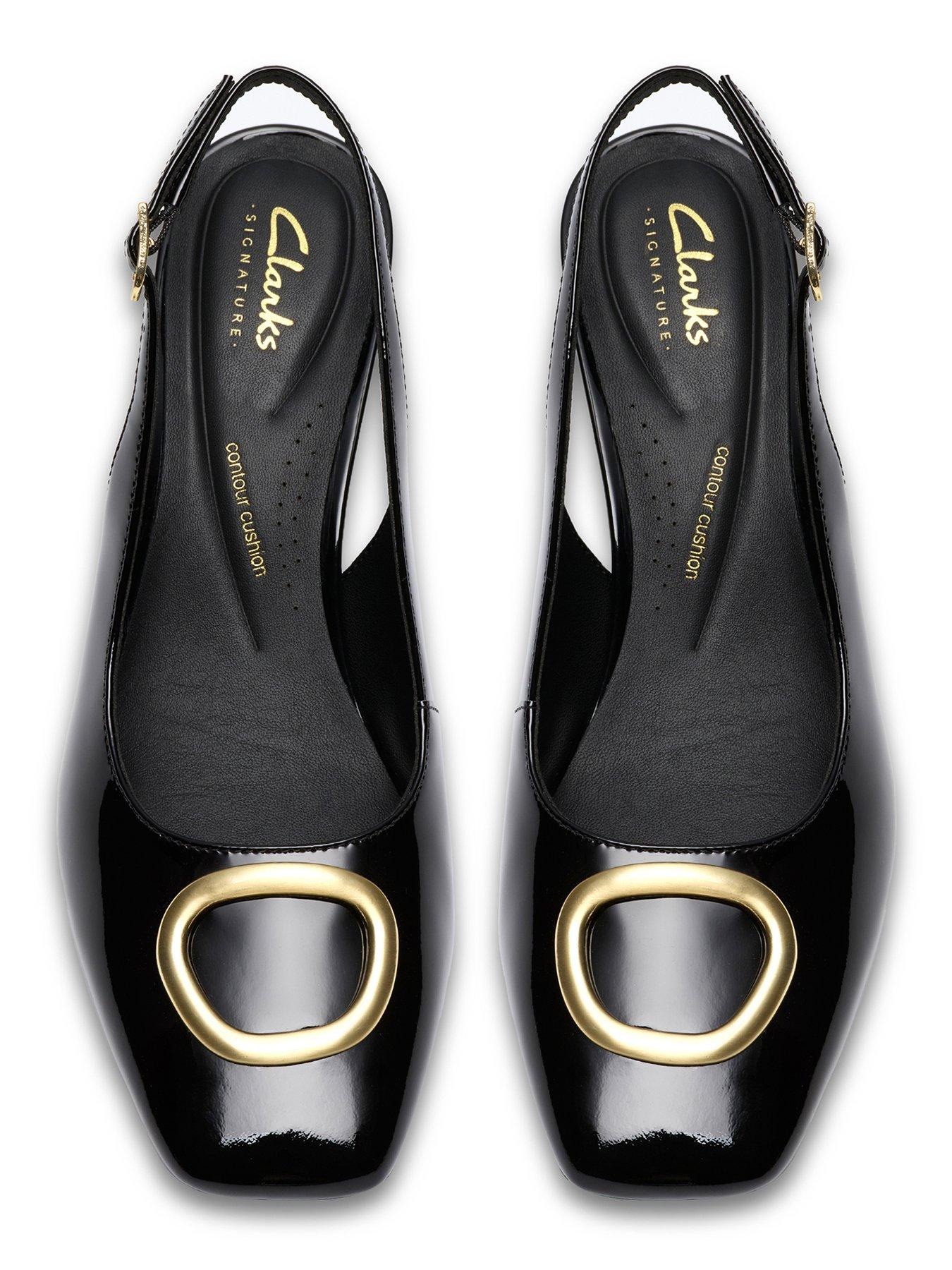 Image 4 of 6 of Clarks Fernie Block Heel Sling Back Leather Court - Black