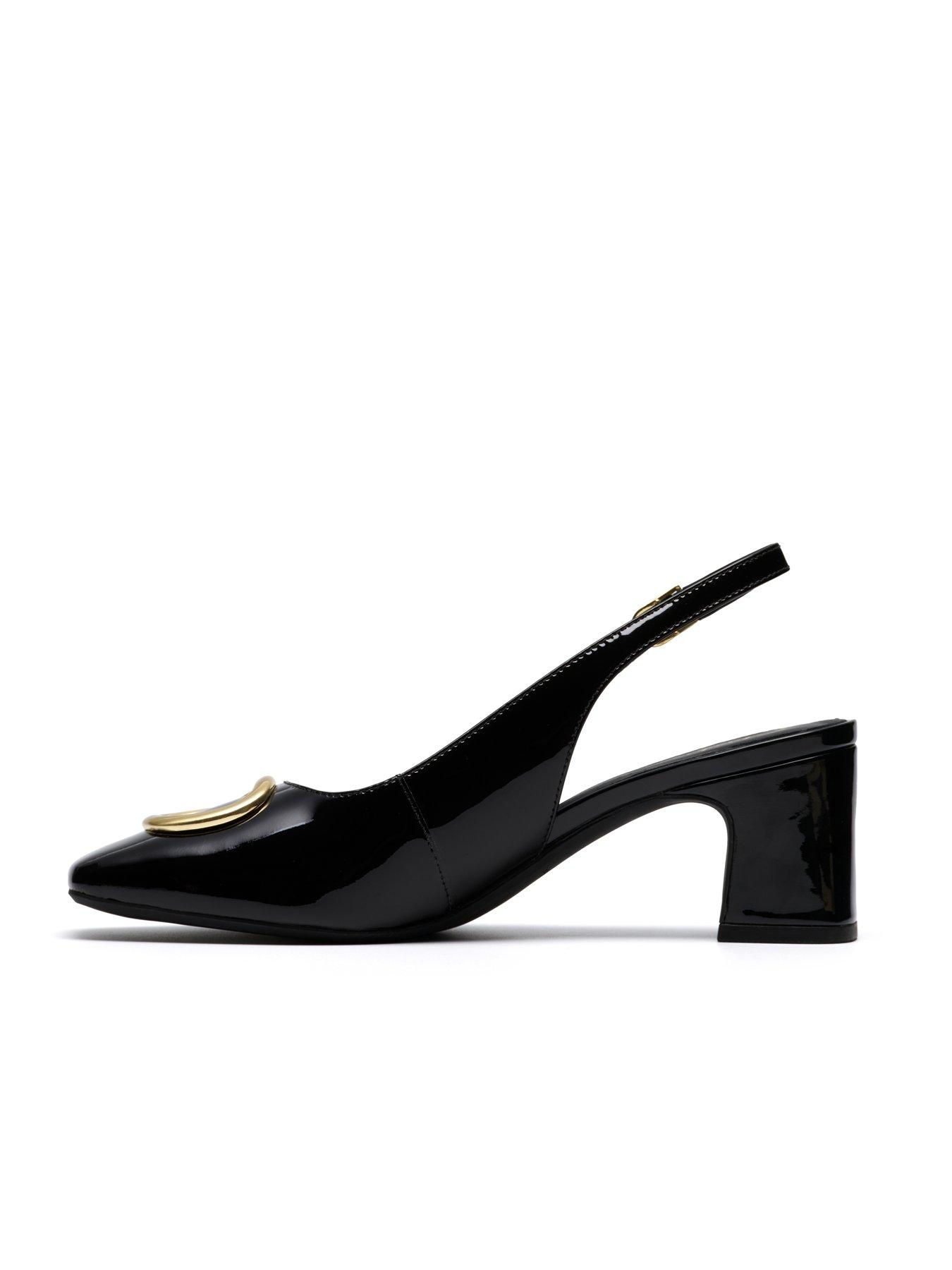Image 6 of 6 of Clarks Fernie Block Heel Sling Back Leather Court - Black