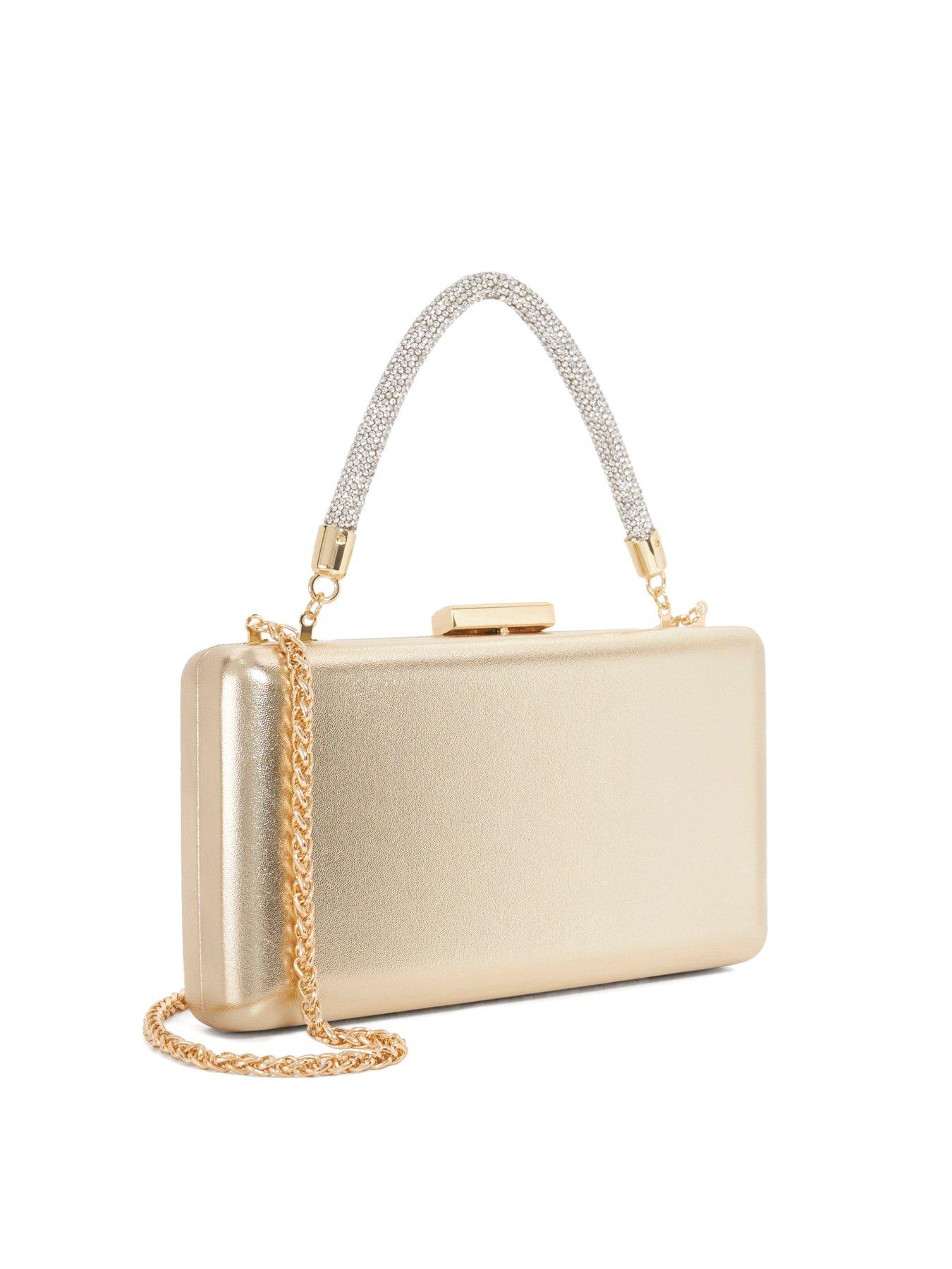 Image 4 of 7 of Dune London Beaut Floral Brocade Bag With Diamante Handle - Gold