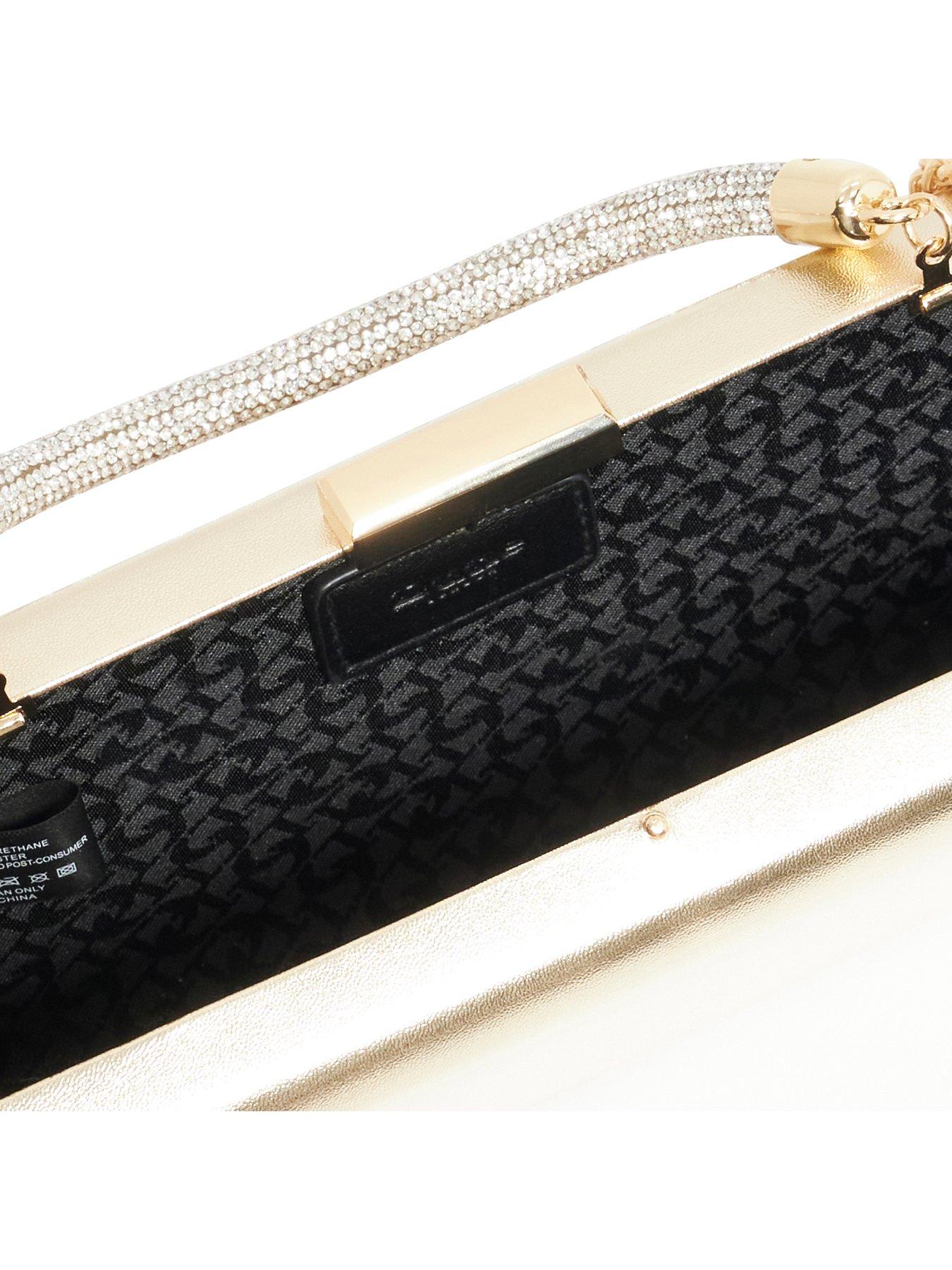 Image 5 of 7 of Dune London Beaut Floral Brocade Bag With Diamante Handle - Gold