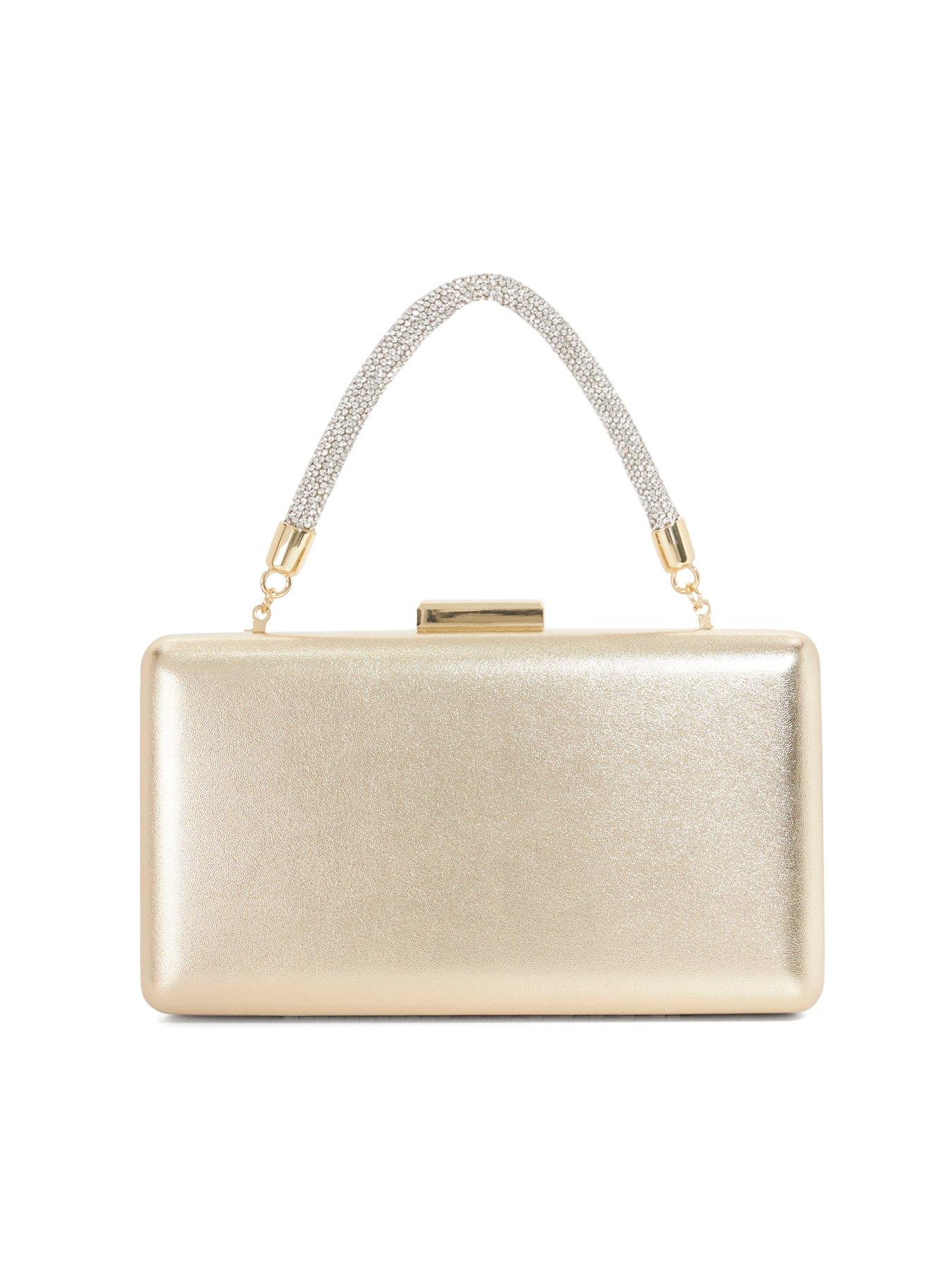 Image 6 of 7 of Dune London Beaut Floral Brocade Bag With Diamante Handle - Gold