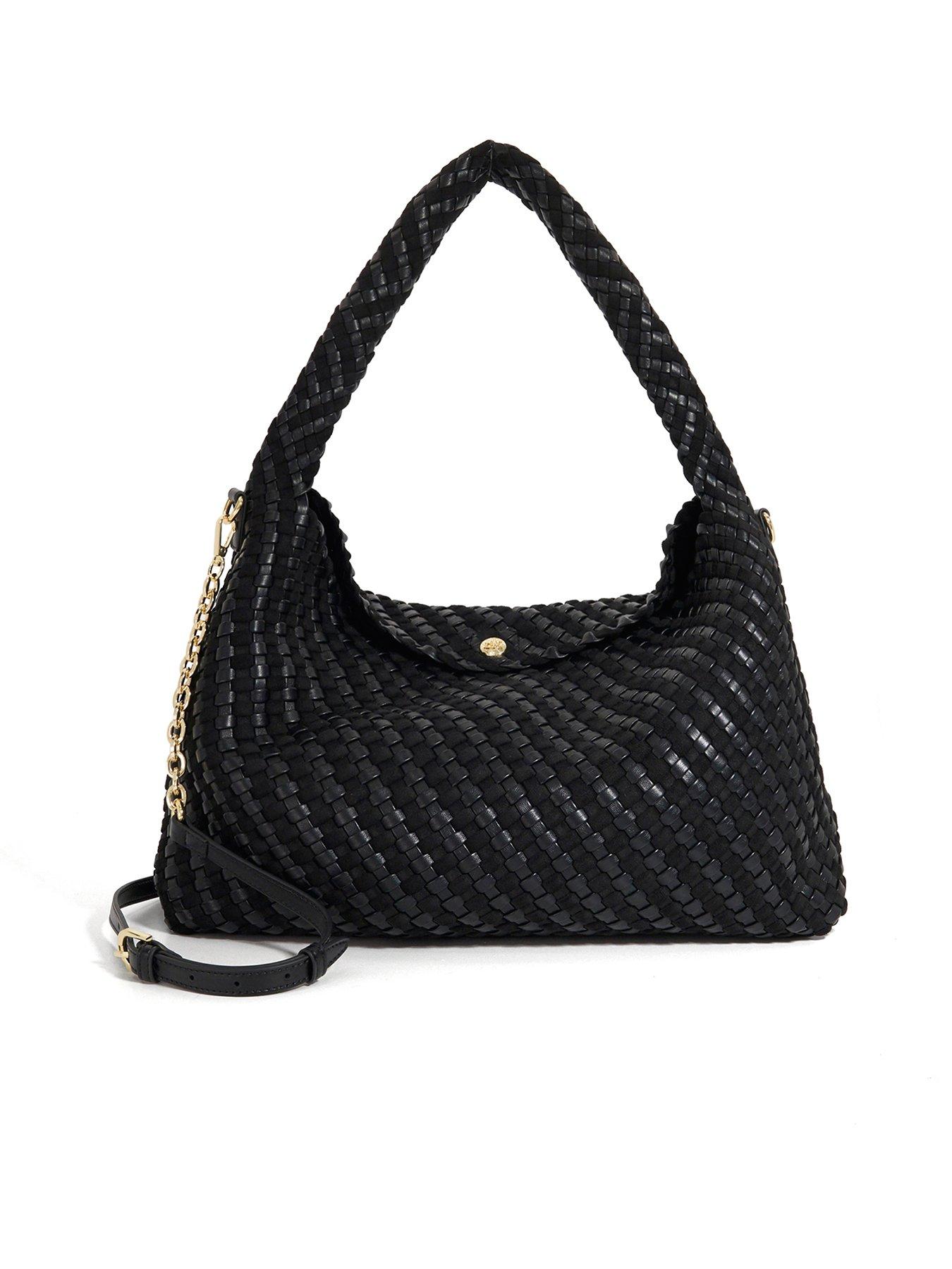 Dune London Deliberate L Woven Shoulder Bag - Black