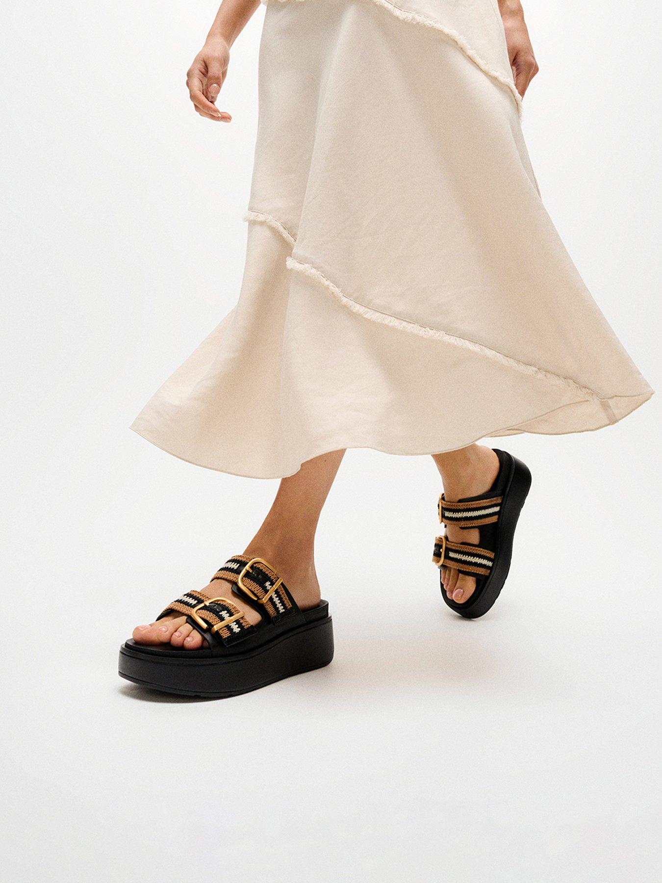 FitFlop Gen-Ff Max Buckle Stripe Webbing Two-Bar Slides - Black