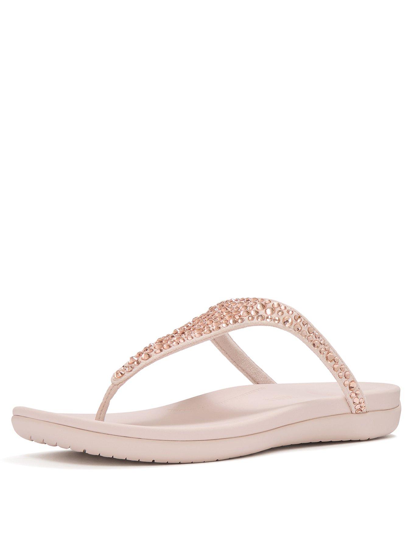 Image 2 of 4 of FitFlop Solay Mixed Crystal Toe-post Sandals - Nude Rose