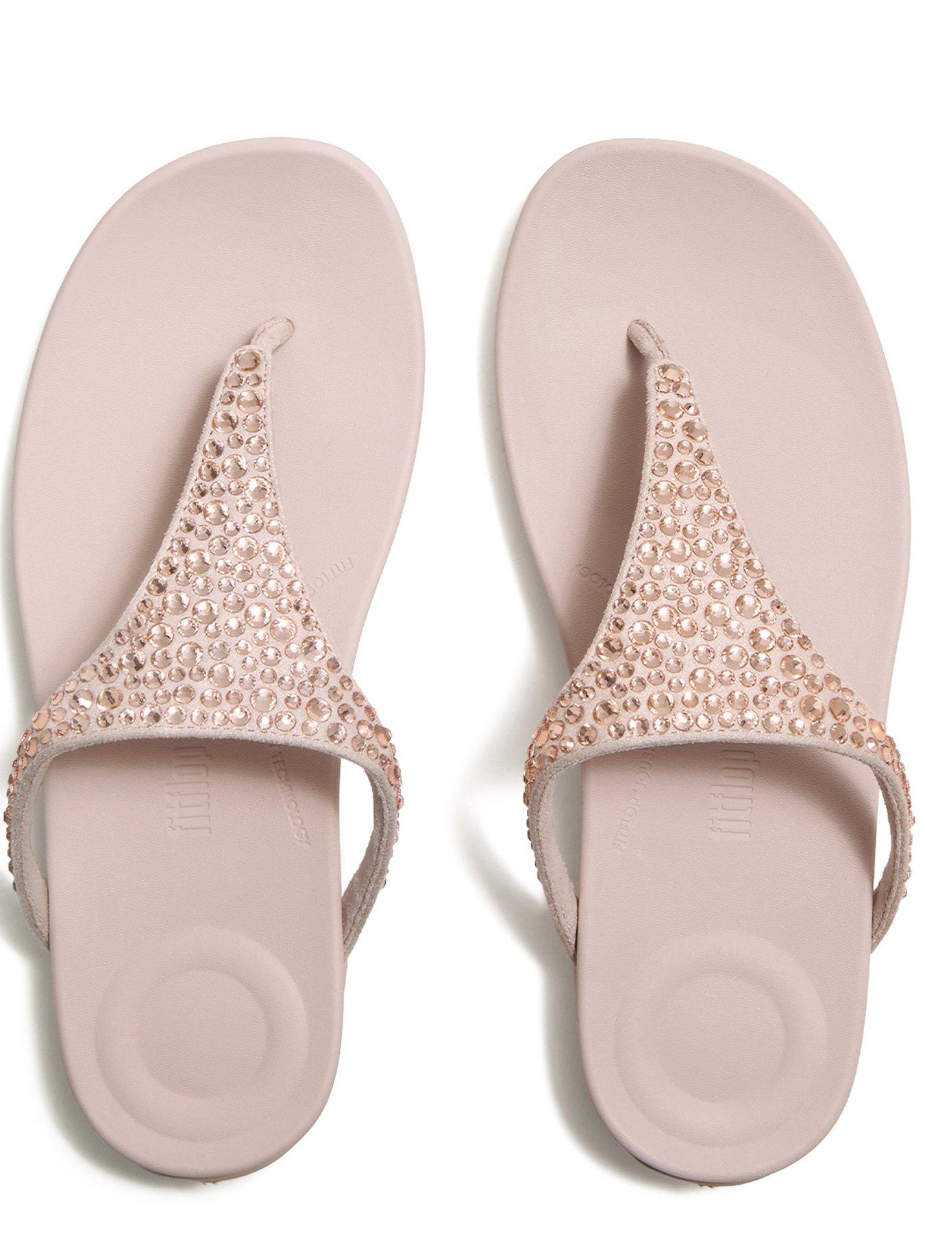 Image 3 of 4 of FitFlop Solay Mixed Crystal Toe-post Sandals - Nude Rose