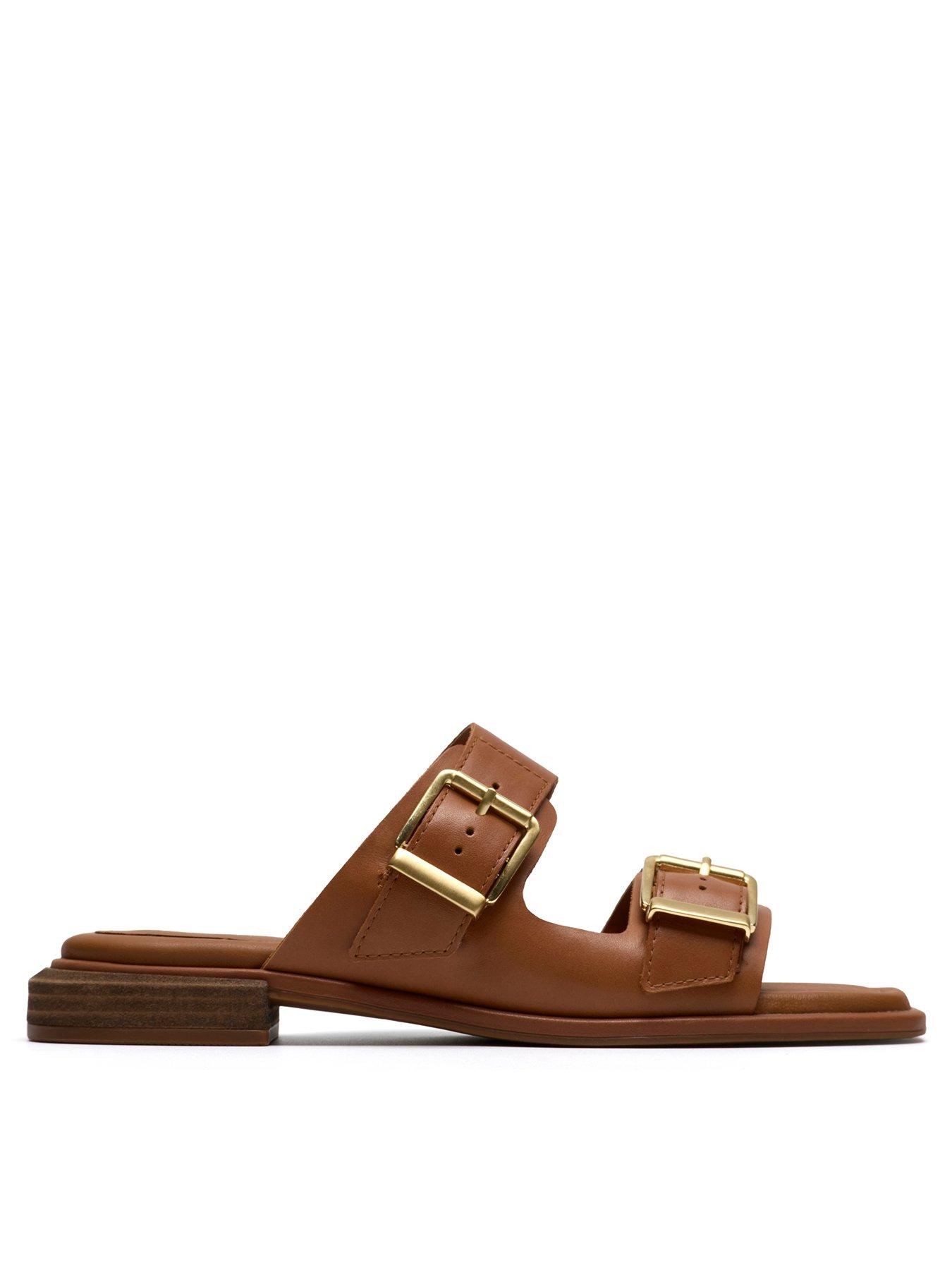 Clarks Ariany Bay Sandals - Tan Leather