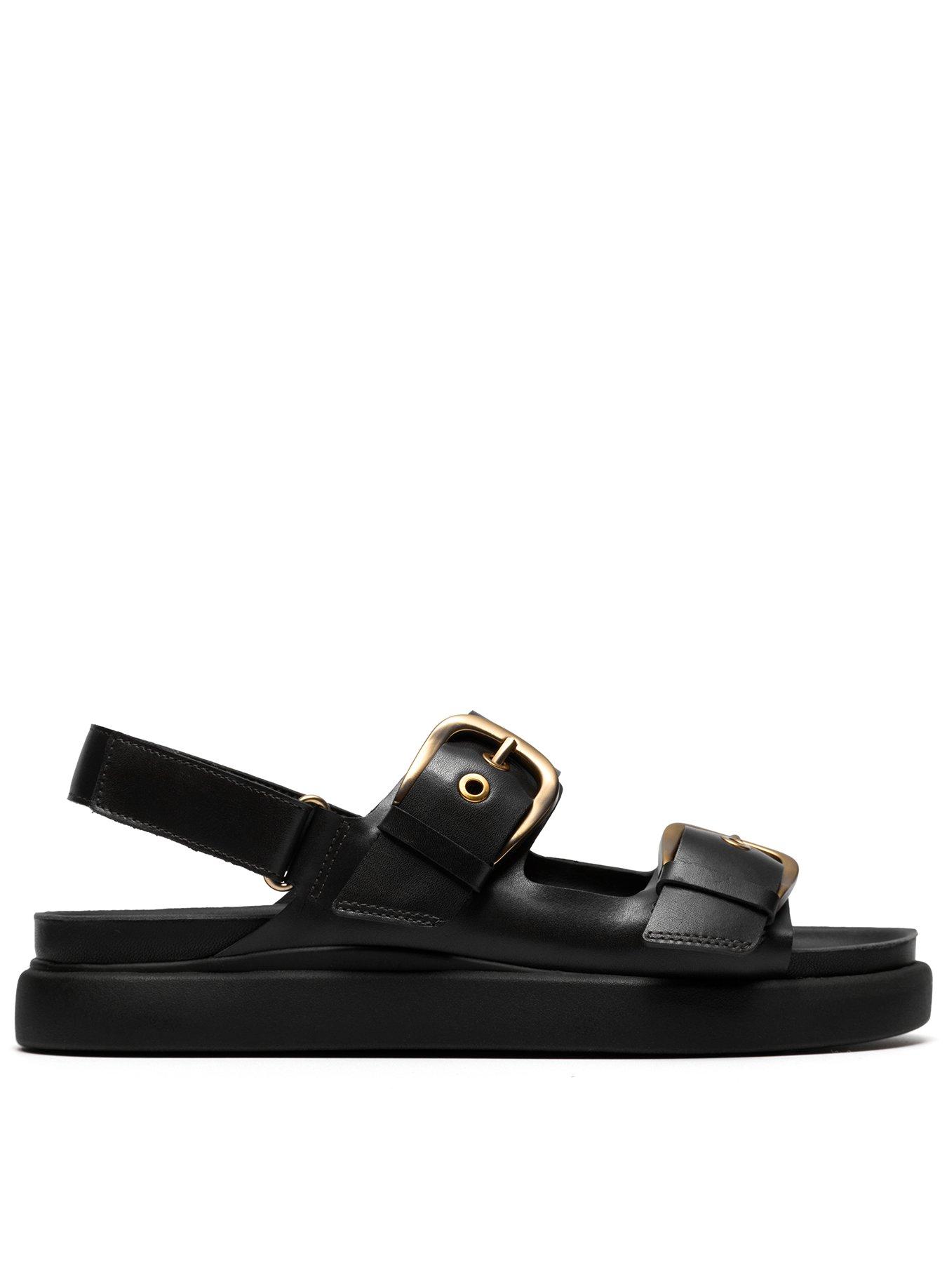 Image 1 of 6 of Clarks Aristella Bay Sandals - Black Leather