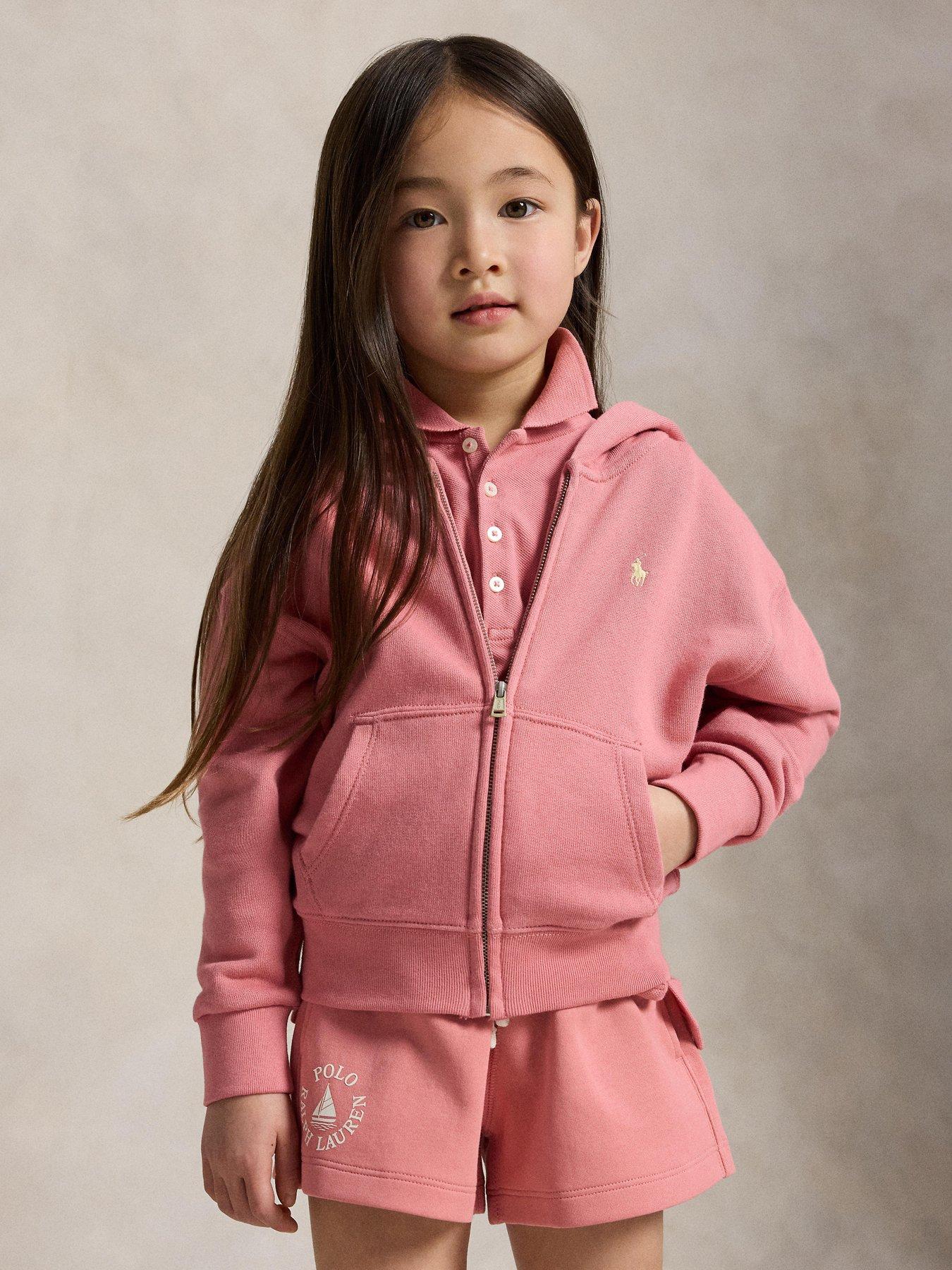 Polo Ralph Lauren Younger Girls Full Zip Frill Sleeve Hoodie - Pink