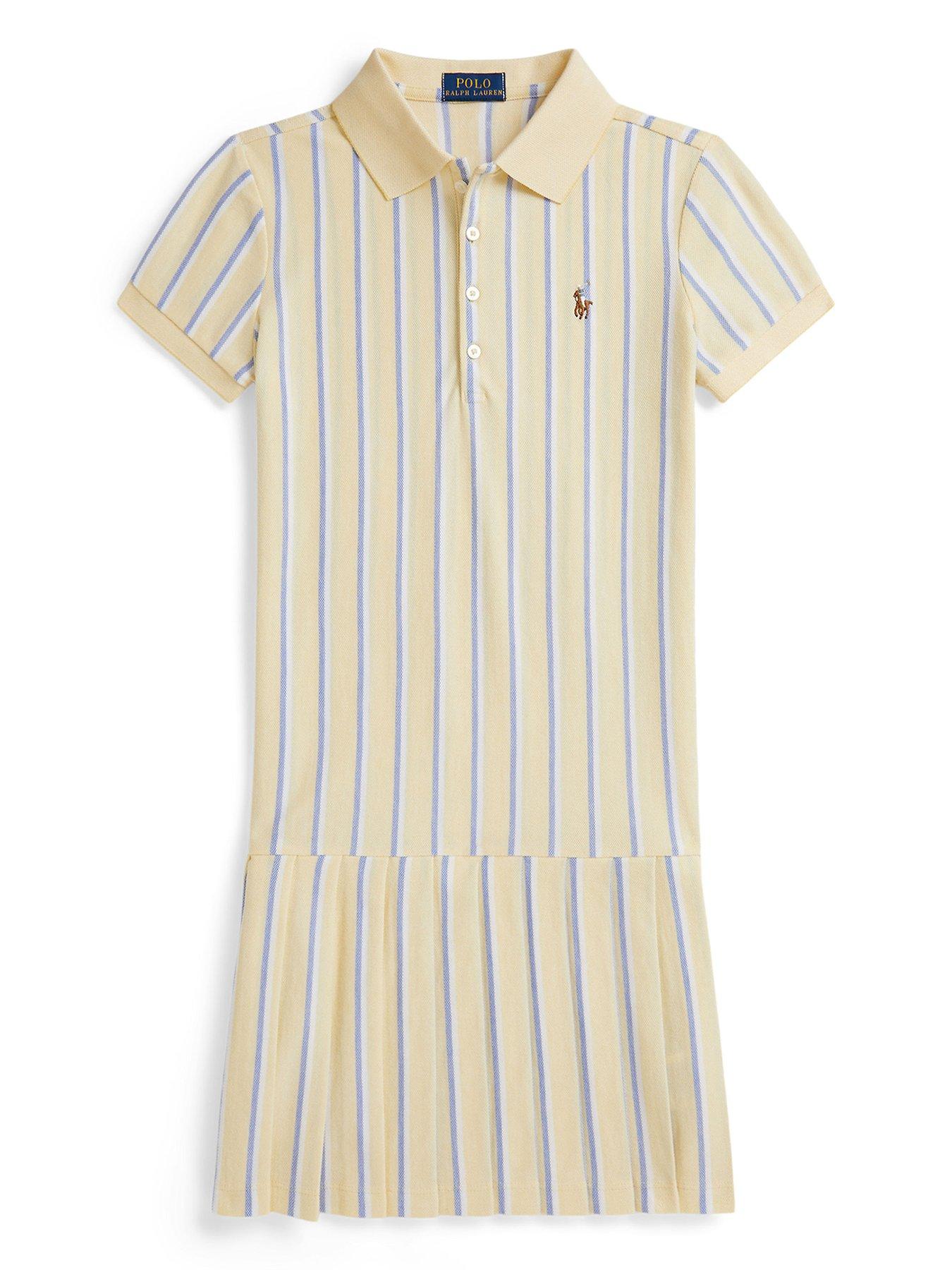 Polo Ralph Lauren Girls Short Sleeve Stripe Dress - Yellow