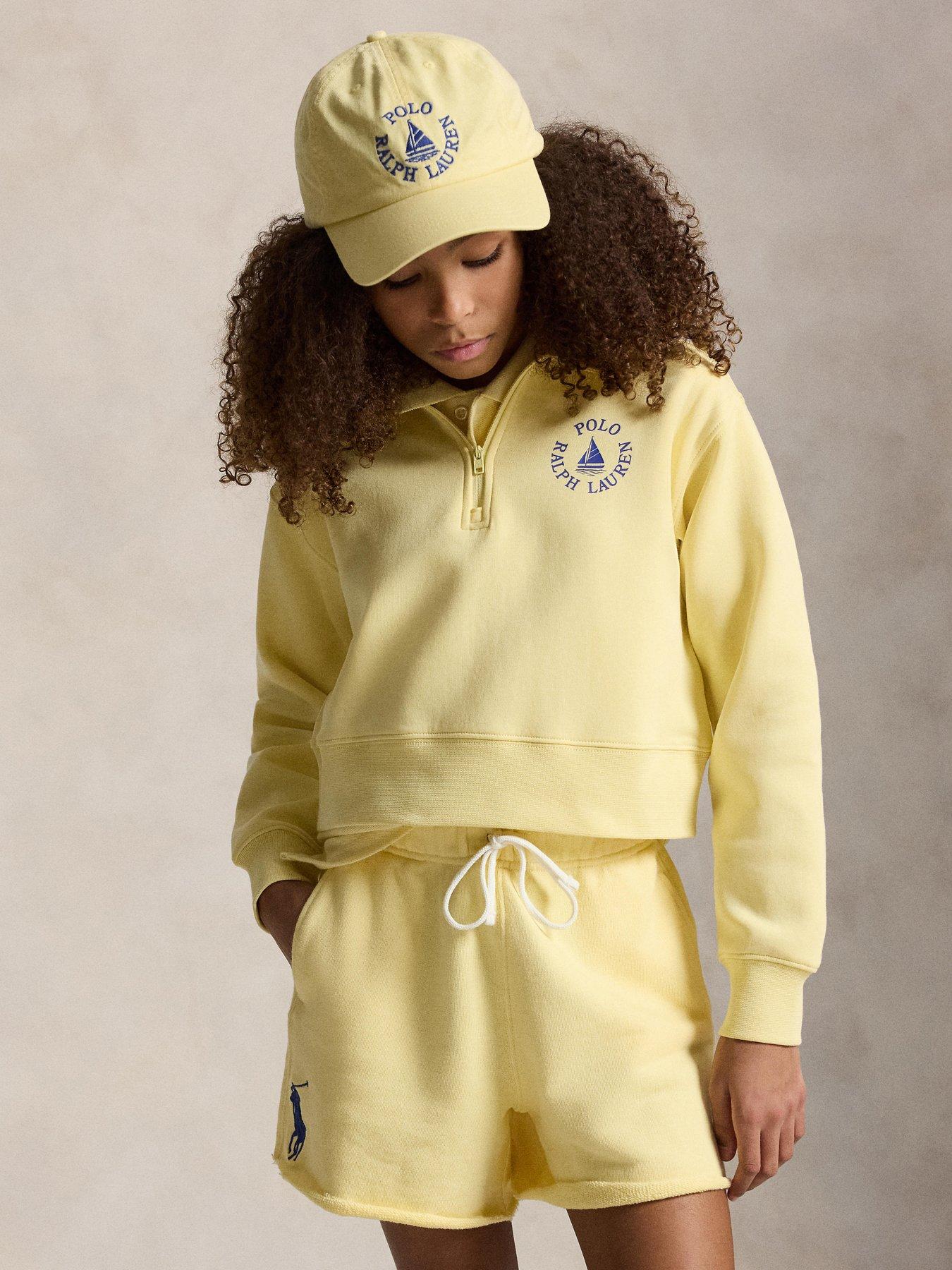 Polo Ralph Lauren Girls Half Zip Sweatshirt, Light Yellow, Size Age: 8-10 Years=M
