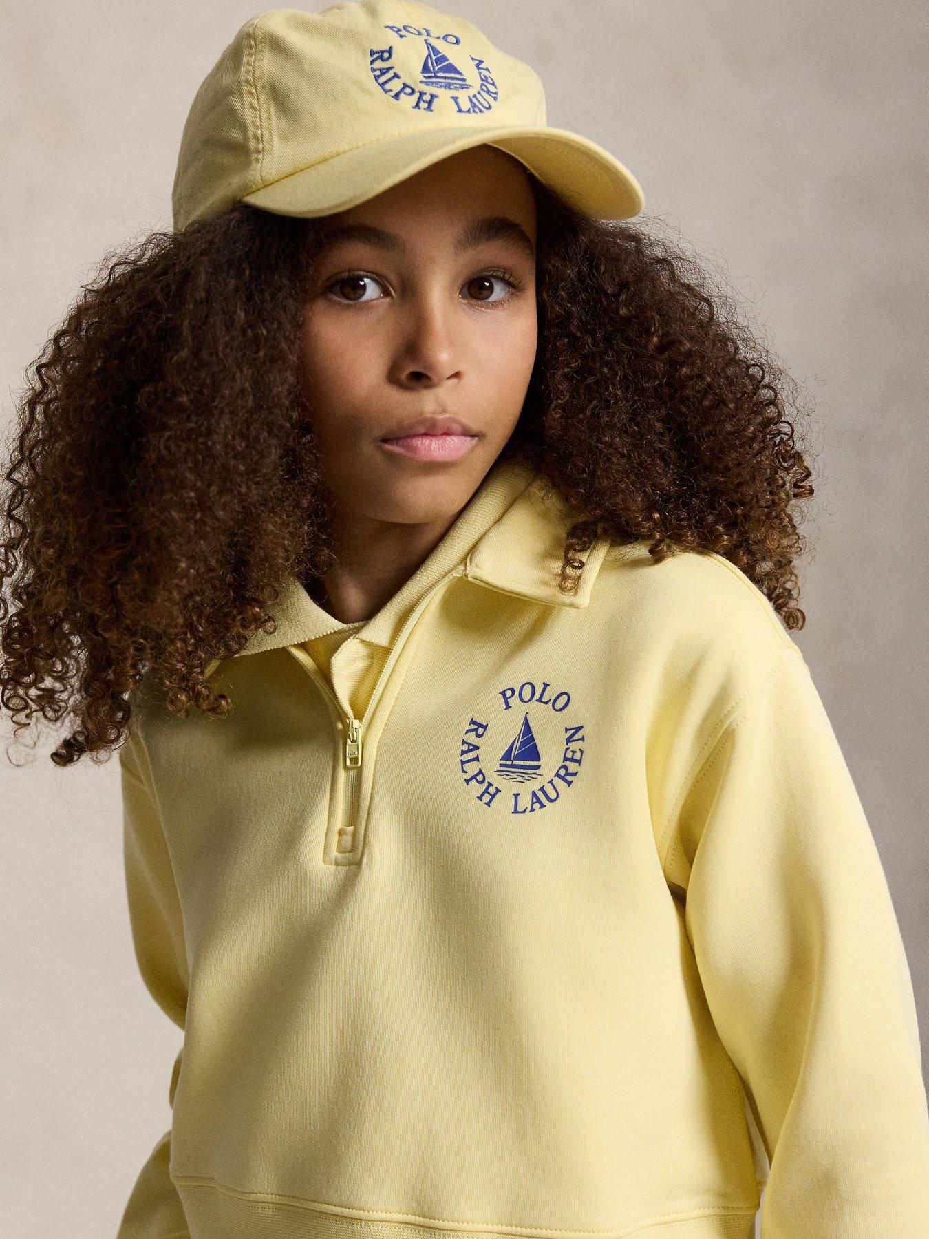 Image 3 of 5 of Polo Ralph Lauren Girls Half Zip Sweatshirt - Light Yellow