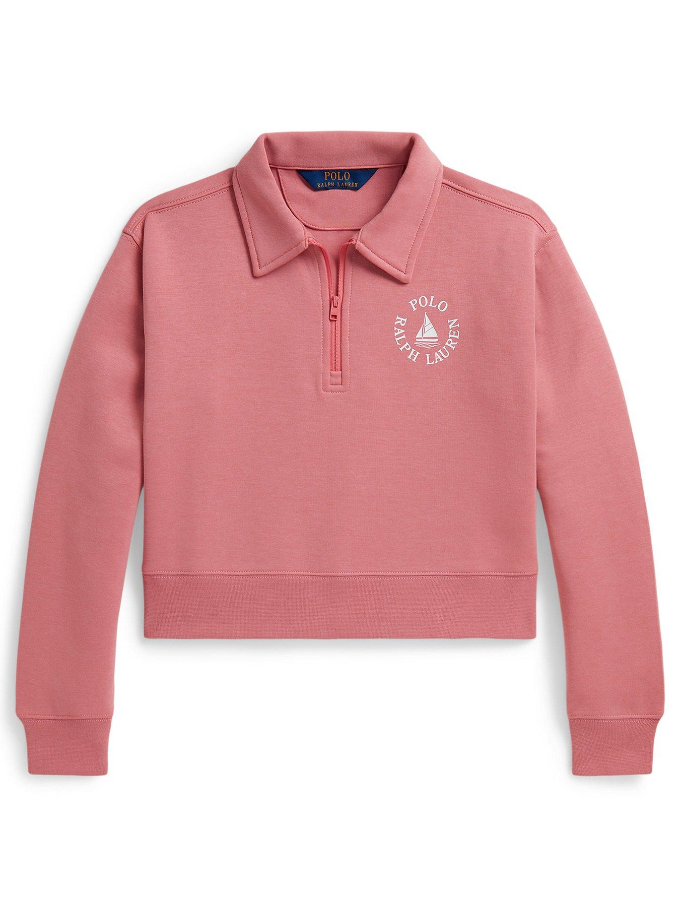 Polo Ralph Lauren Girls Half Zip Sweatshirt, Pink, Size Age: 8-10 Years=M
