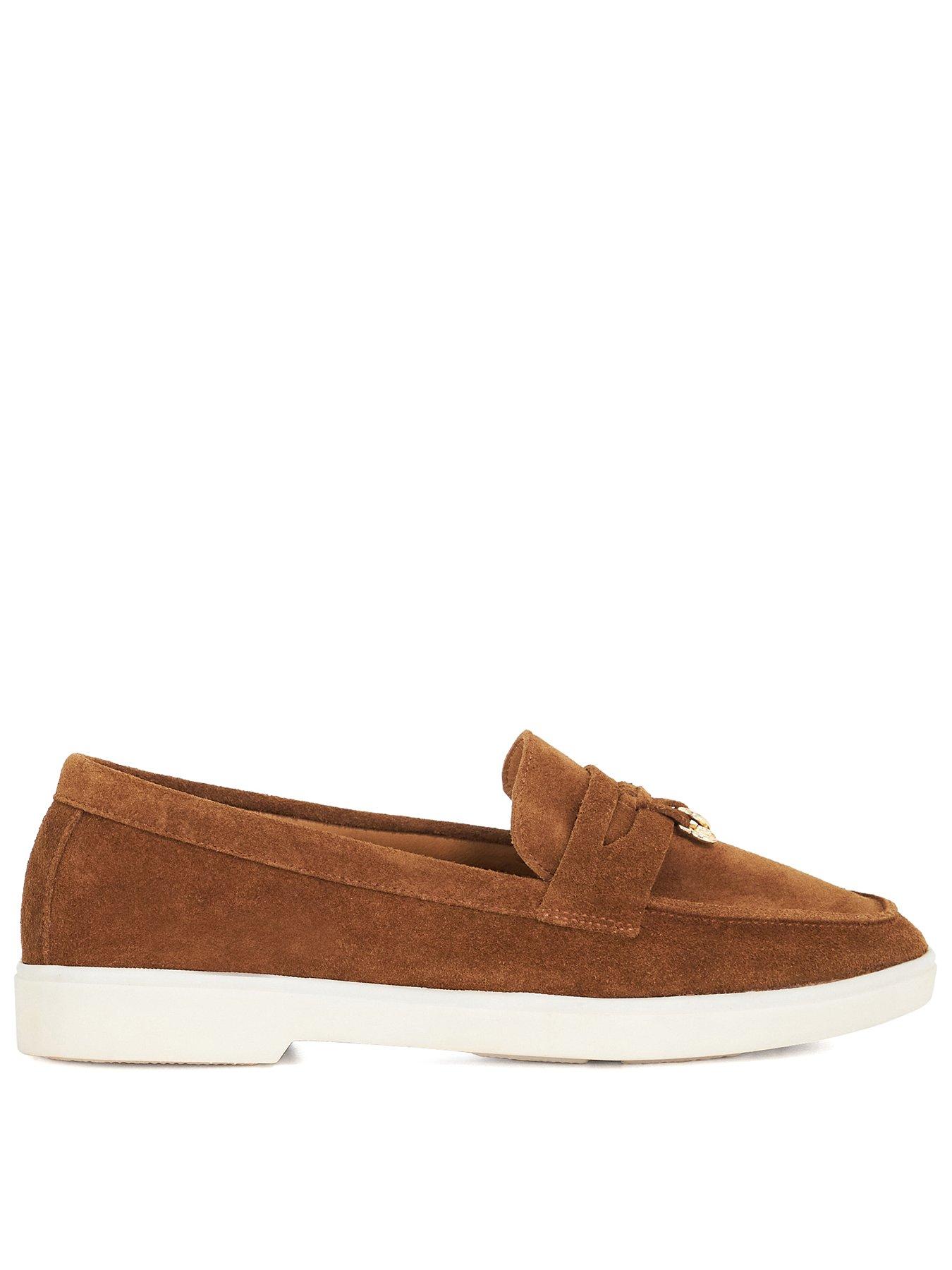 Dune London Grinning Suede Slip On Loafers - Dark Tan