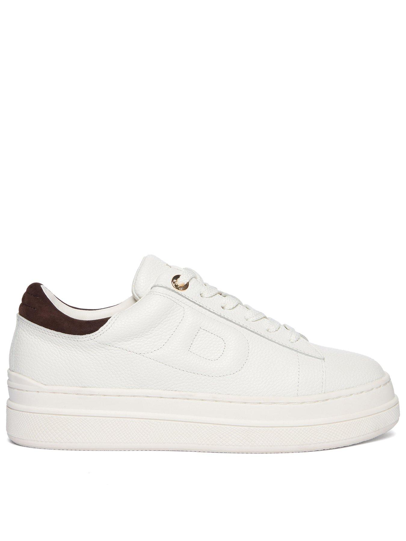 Dune London Eden Leather Flatform Trainers - White