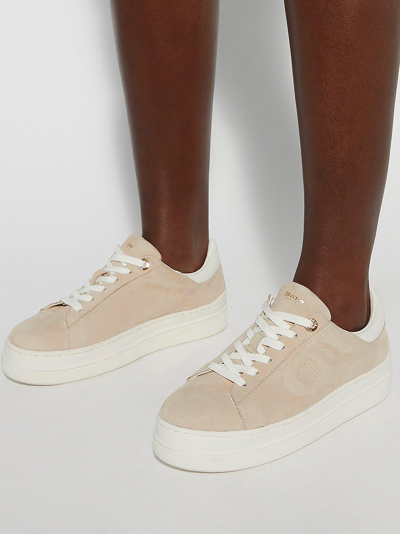 Dune London Eden Suede Flatform Trainers, Beige, Size 6, Women