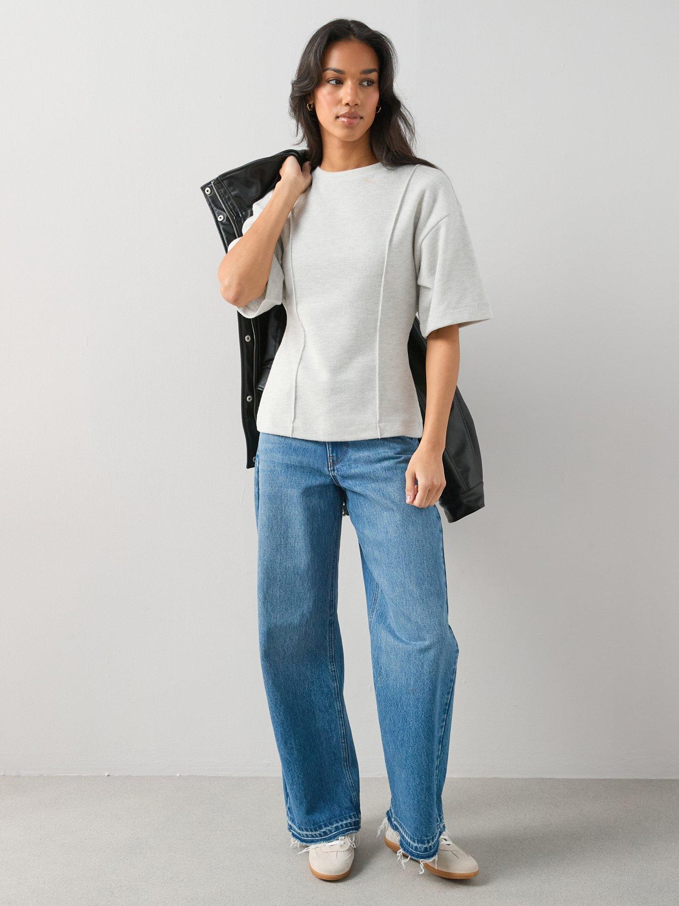 Image 3 of 7 of The Very Collection Seam Detail Longline Top - Grey