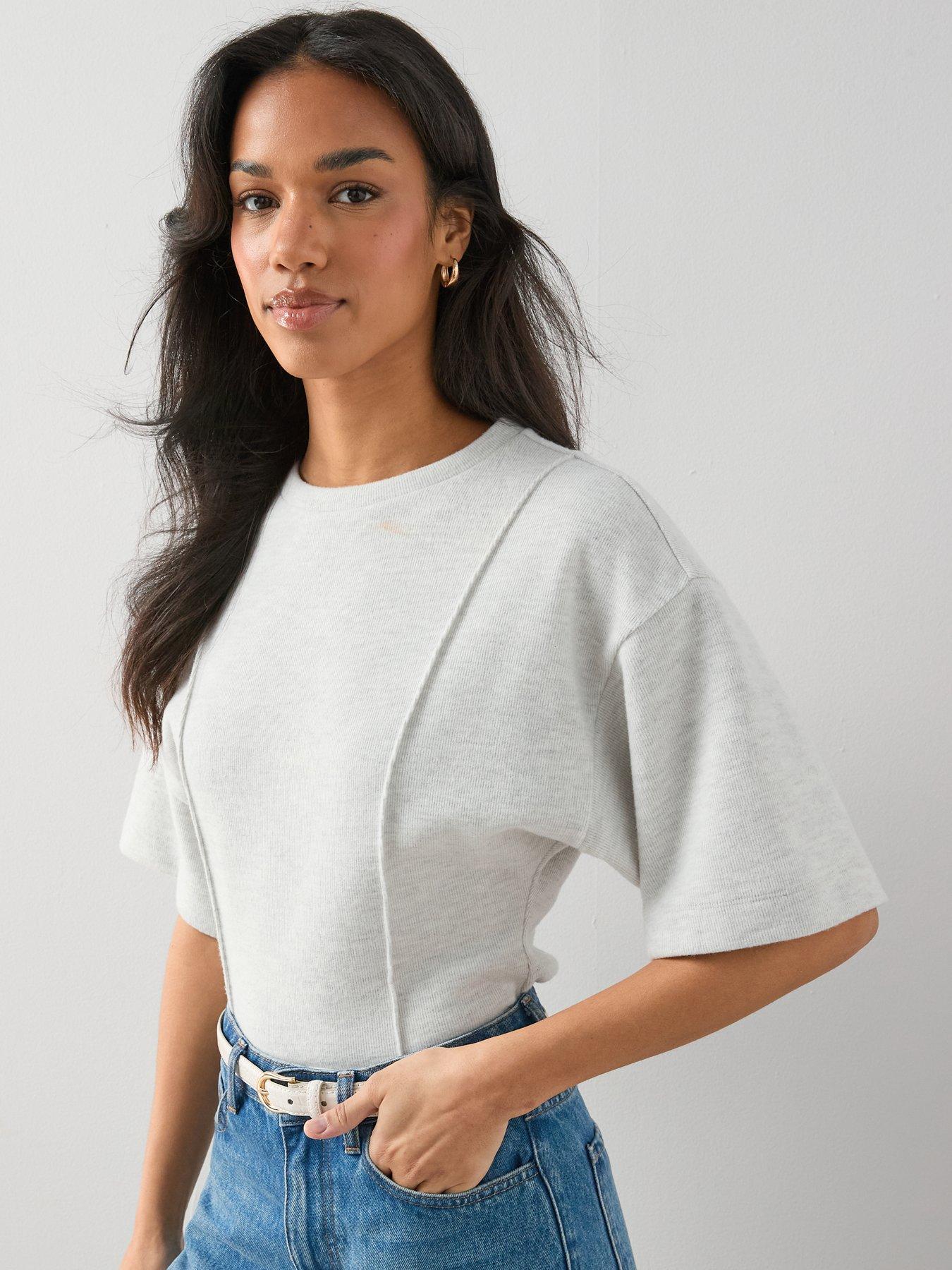 Image 4 of 7 of The Very Collection Seam Detail Longline Top - Grey