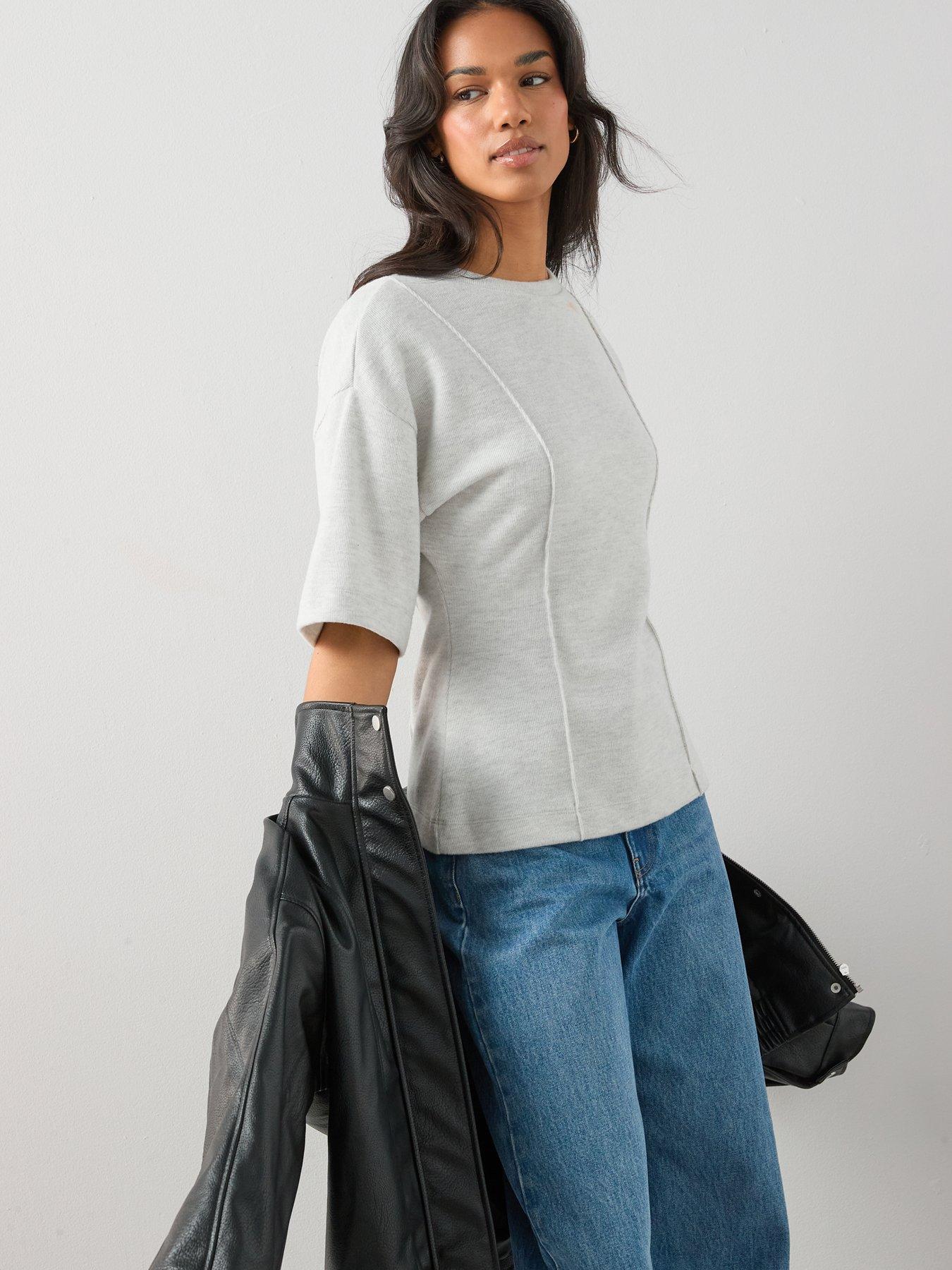 Image 6 of 7 of The Very Collection Seam Detail Longline Top - Grey