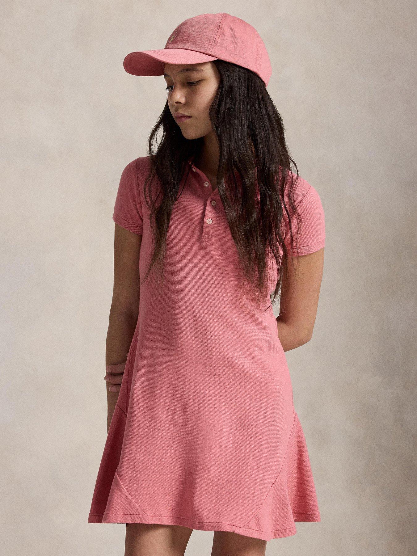 Polo Ralph Lauren Girls Short Sleeve Polo Dress, Pink, Size 5 Years